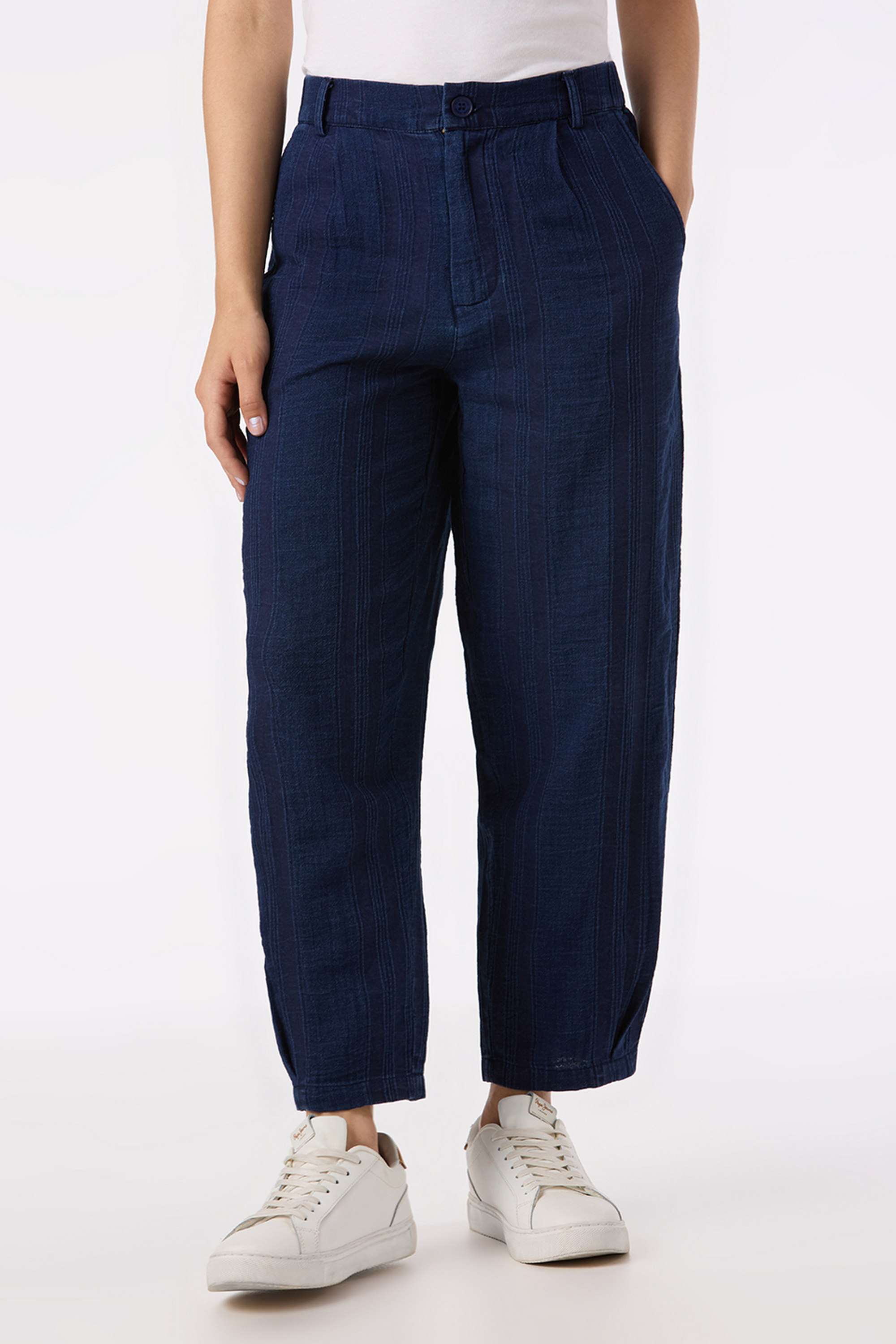 Solid-Relaxed-Fit-Cotton-Women-s-Casual-Wear-Pants