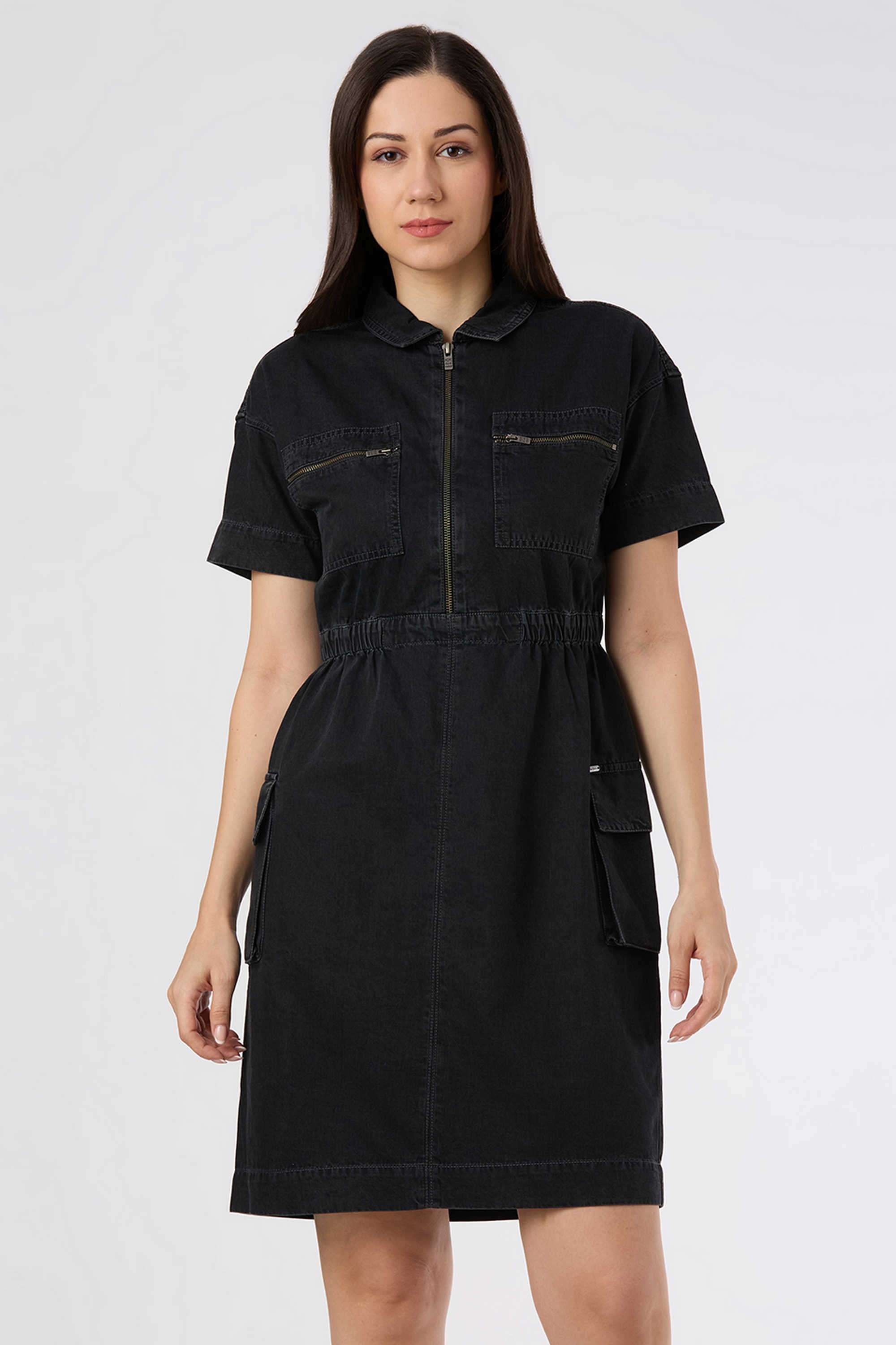 Solid-Blended-Fabric-Women-s-Dress