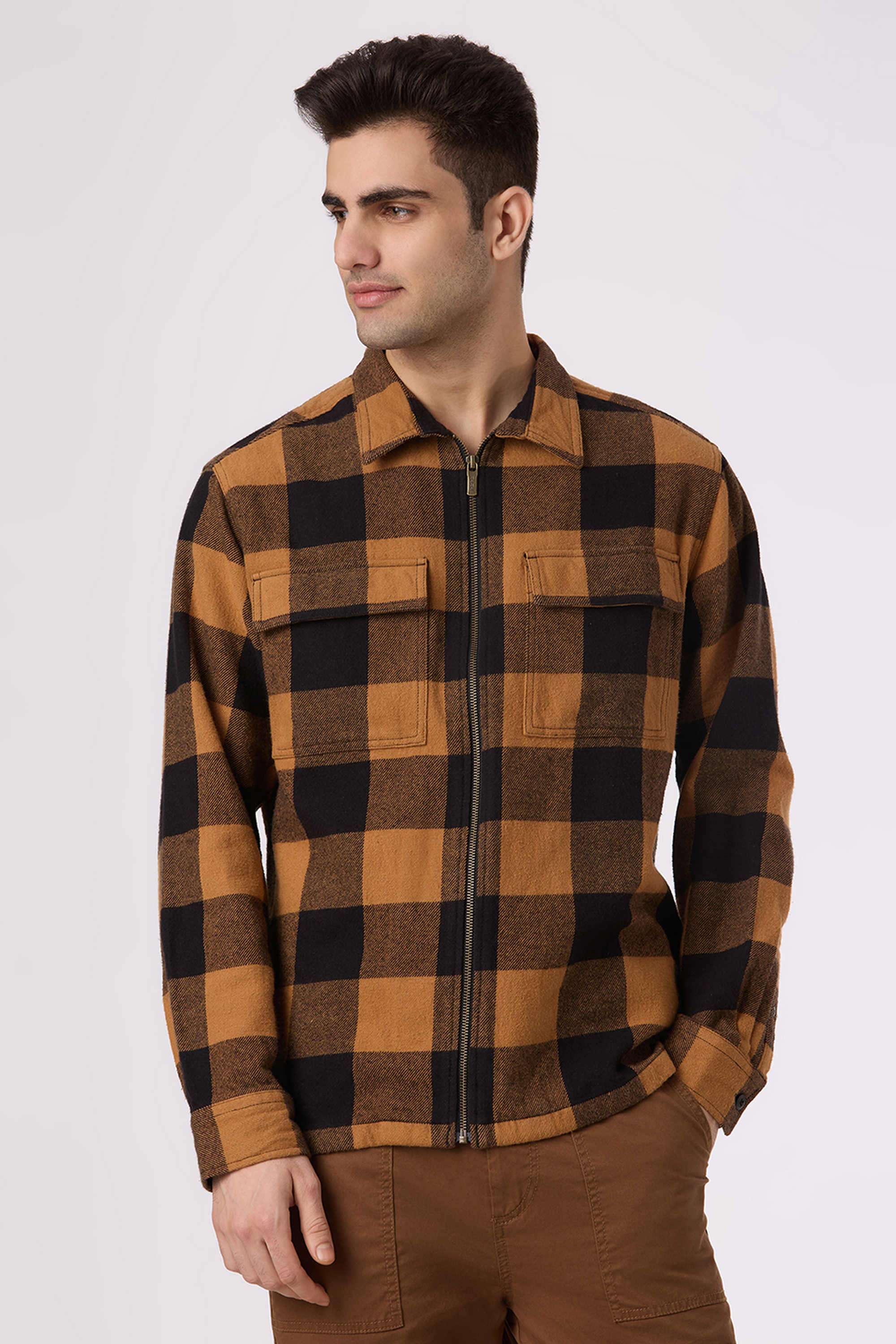 Checks-Poly-Cotton-Relaxed-Fit-Men-Casual-Shirt