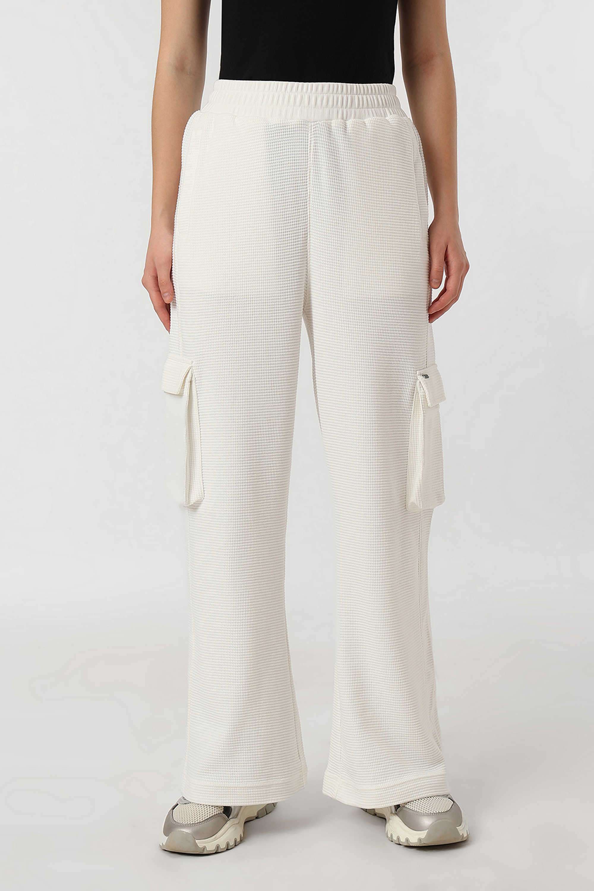 Solid-Straight-Fit-Blended-Fabric-Women-s-Casual-Wear-Pants