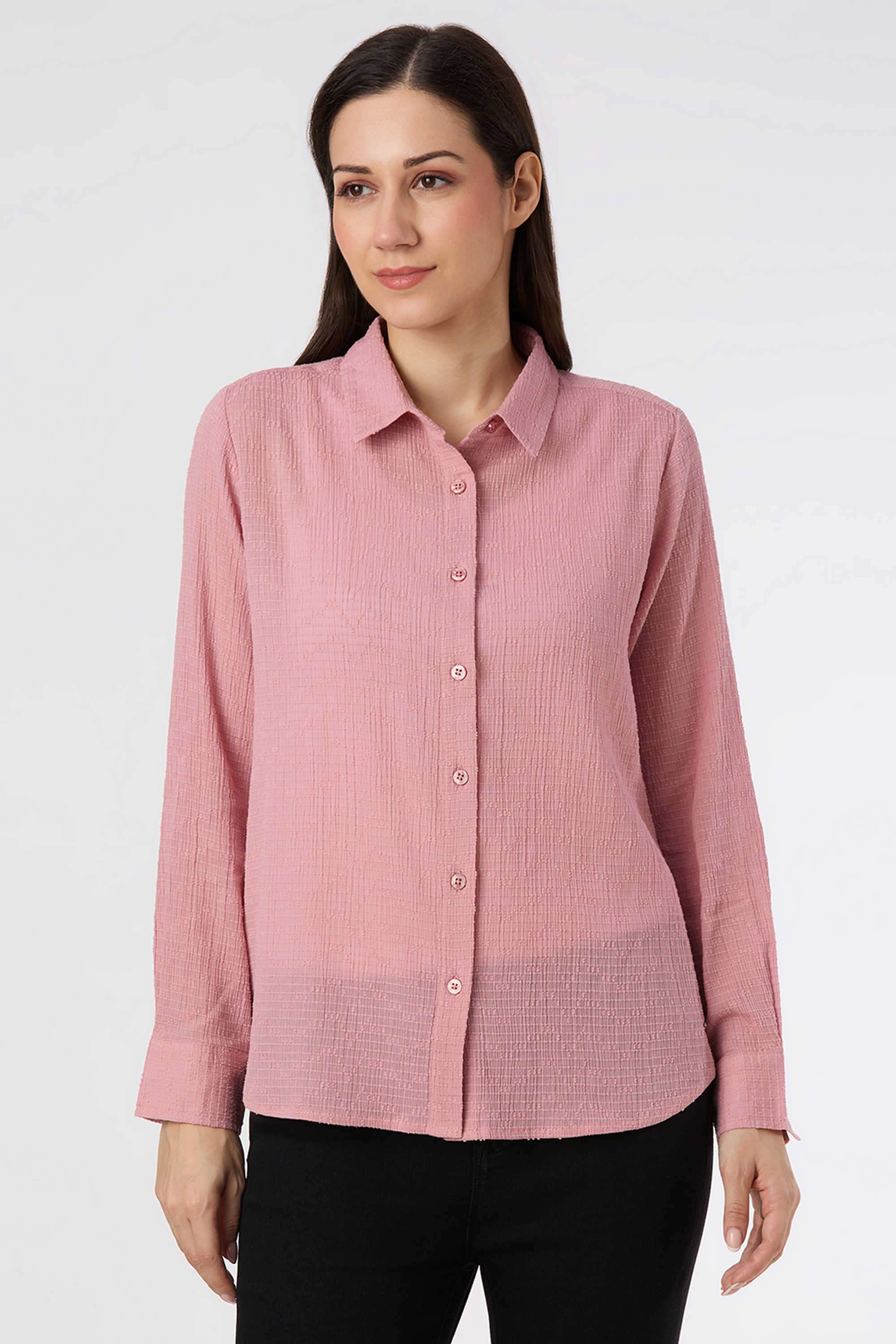 Solid-Blended-Fabric-Women-s-Casual-Wear-Shirt