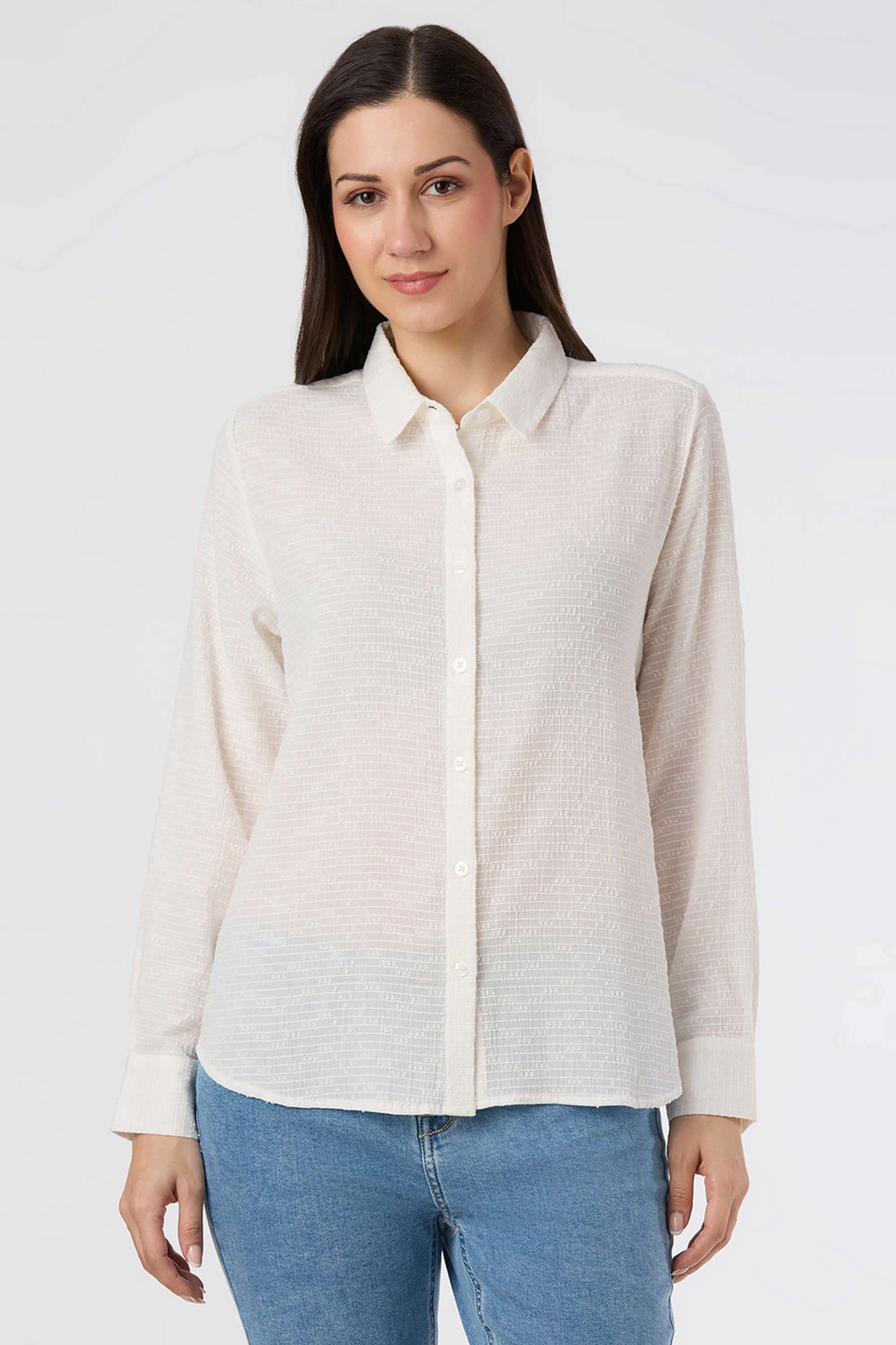Solid-Blended-Fabric-Women-s-Casual-Wear-Shirt