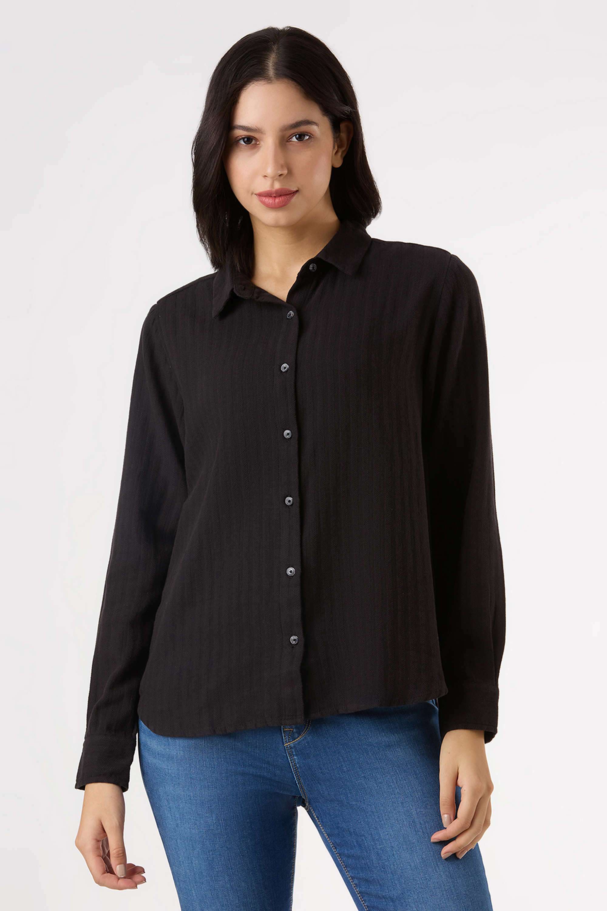 Textured-Cotton-Women-s-Casual-Wear-Shirt