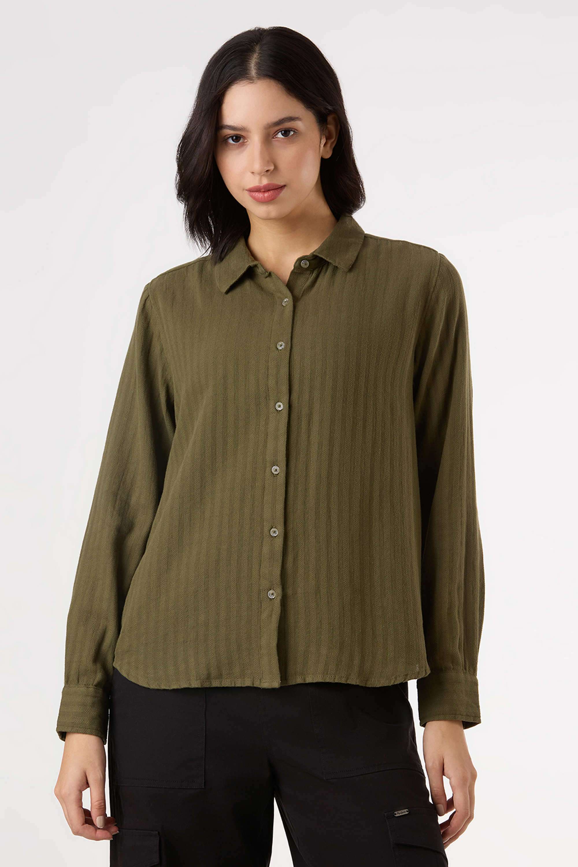 Textured-Cotton-Women-s-Casual-Wear-Shirt