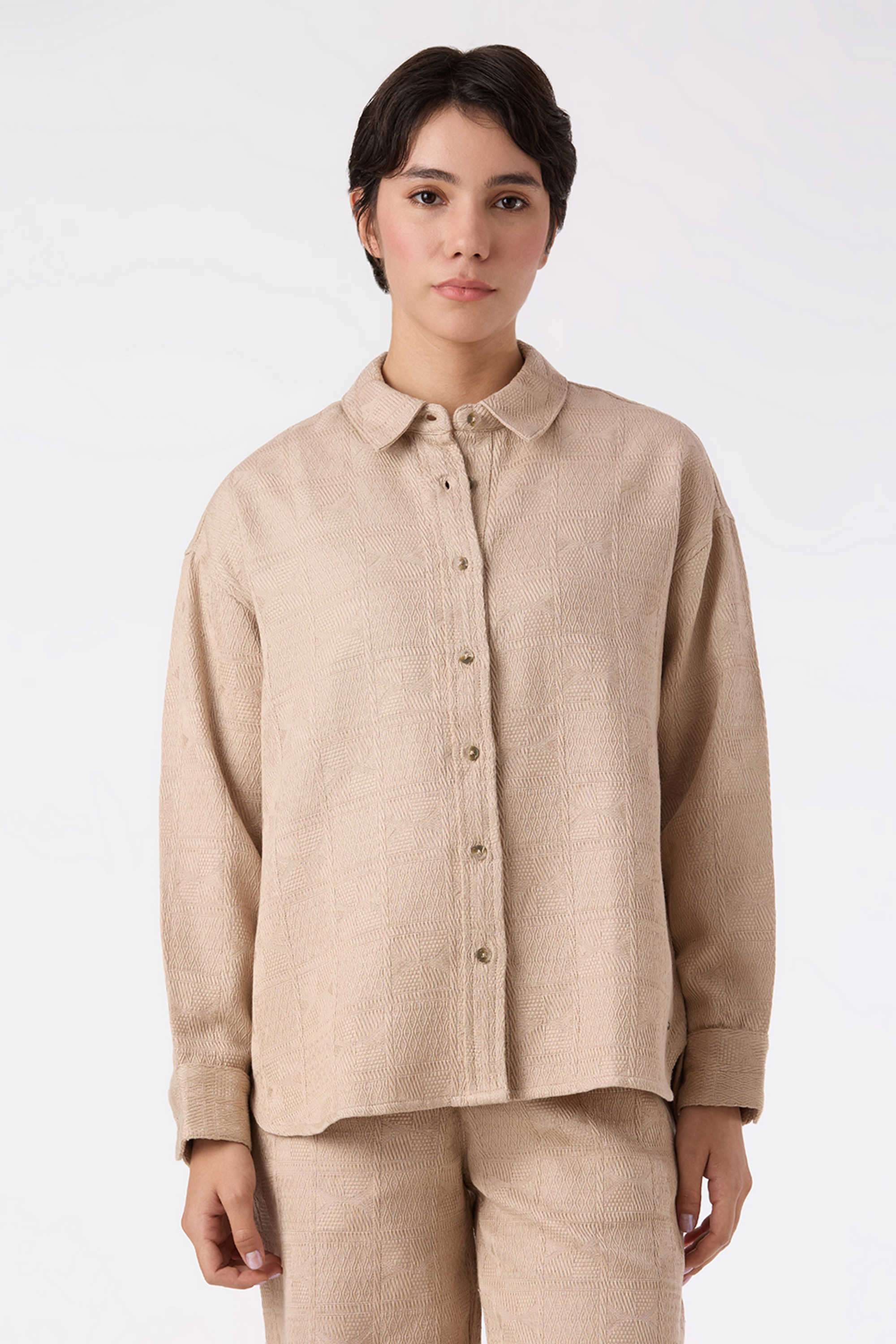 Solid-Blended-Fabric-Women-s-Casual-Wear-Shirt