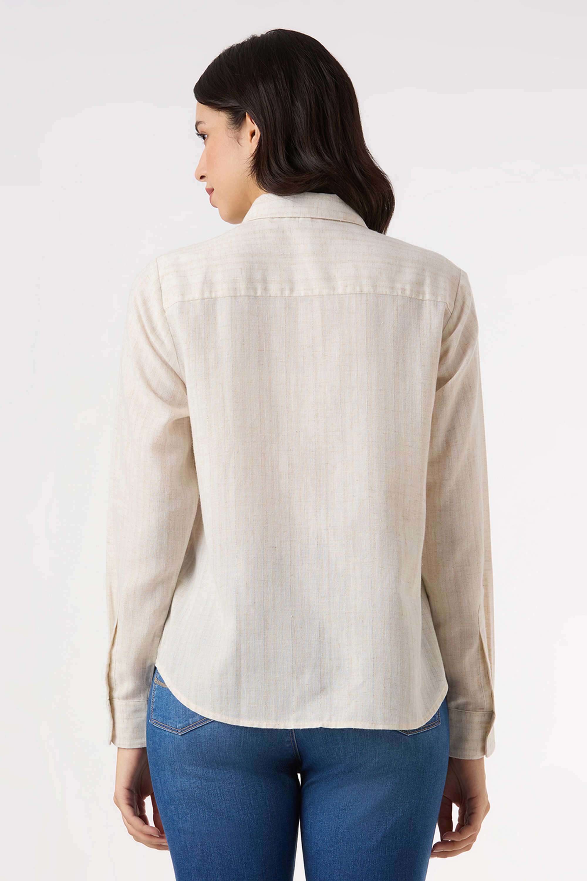 Stripes-Cotton-Blend-Women-s-Casual-Wear-Shirt