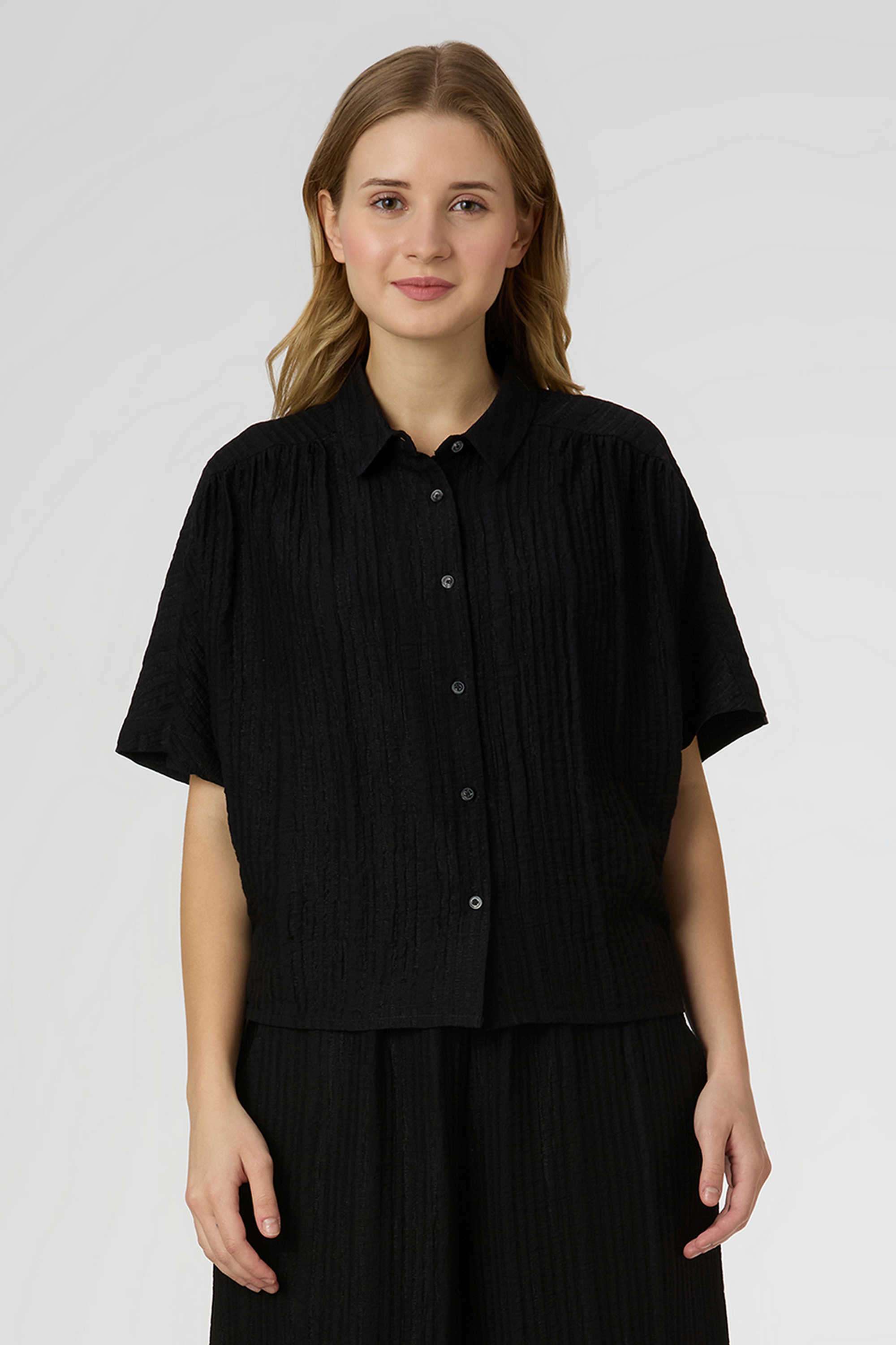 Solid-Blended-Fabric-Women-s-Casual-Wear-Shirt