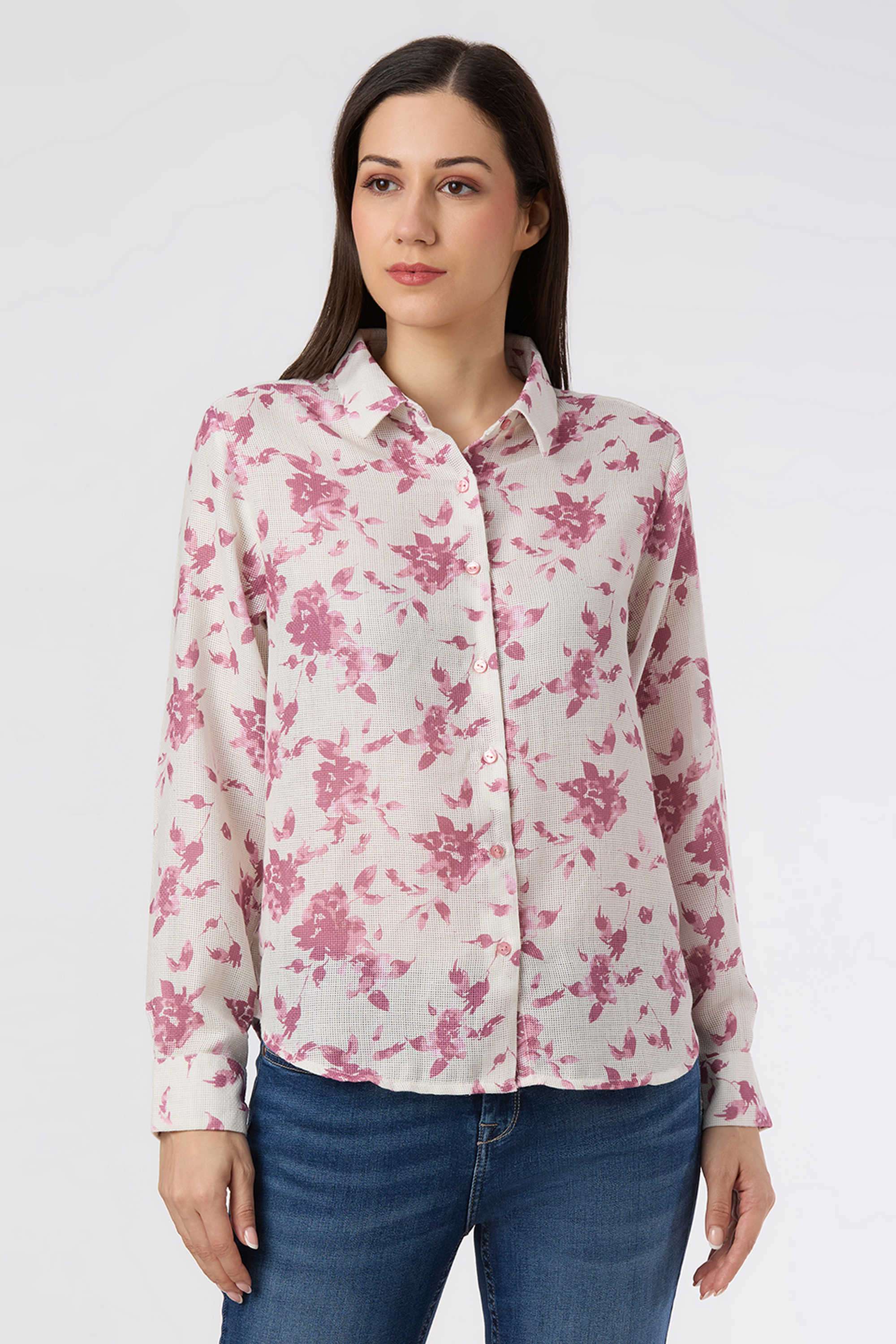 Solid-Blended-Fabric-Women-s-Casual-Wear-Shirt