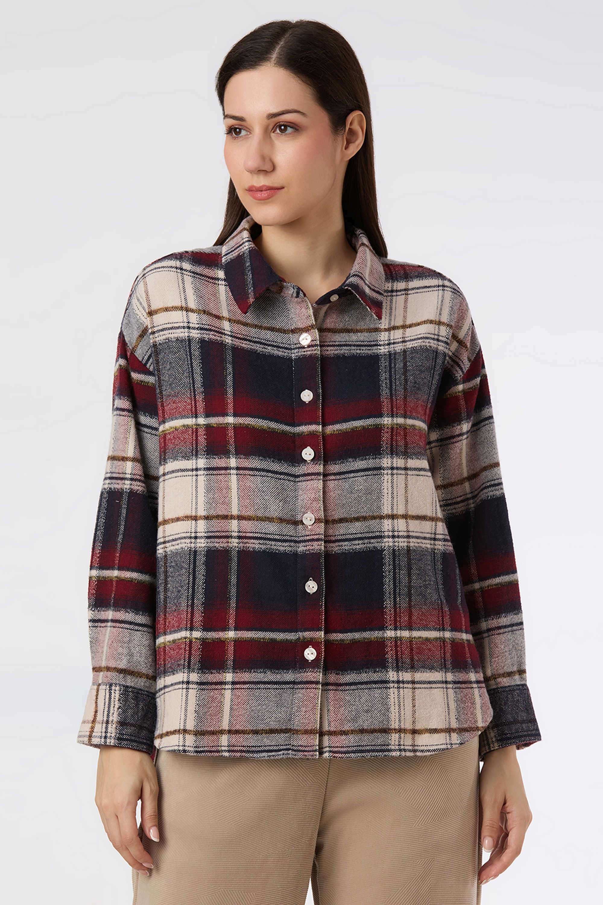 Solid-Blended-Fabric-Women-s-Casual-Wear-Shirt