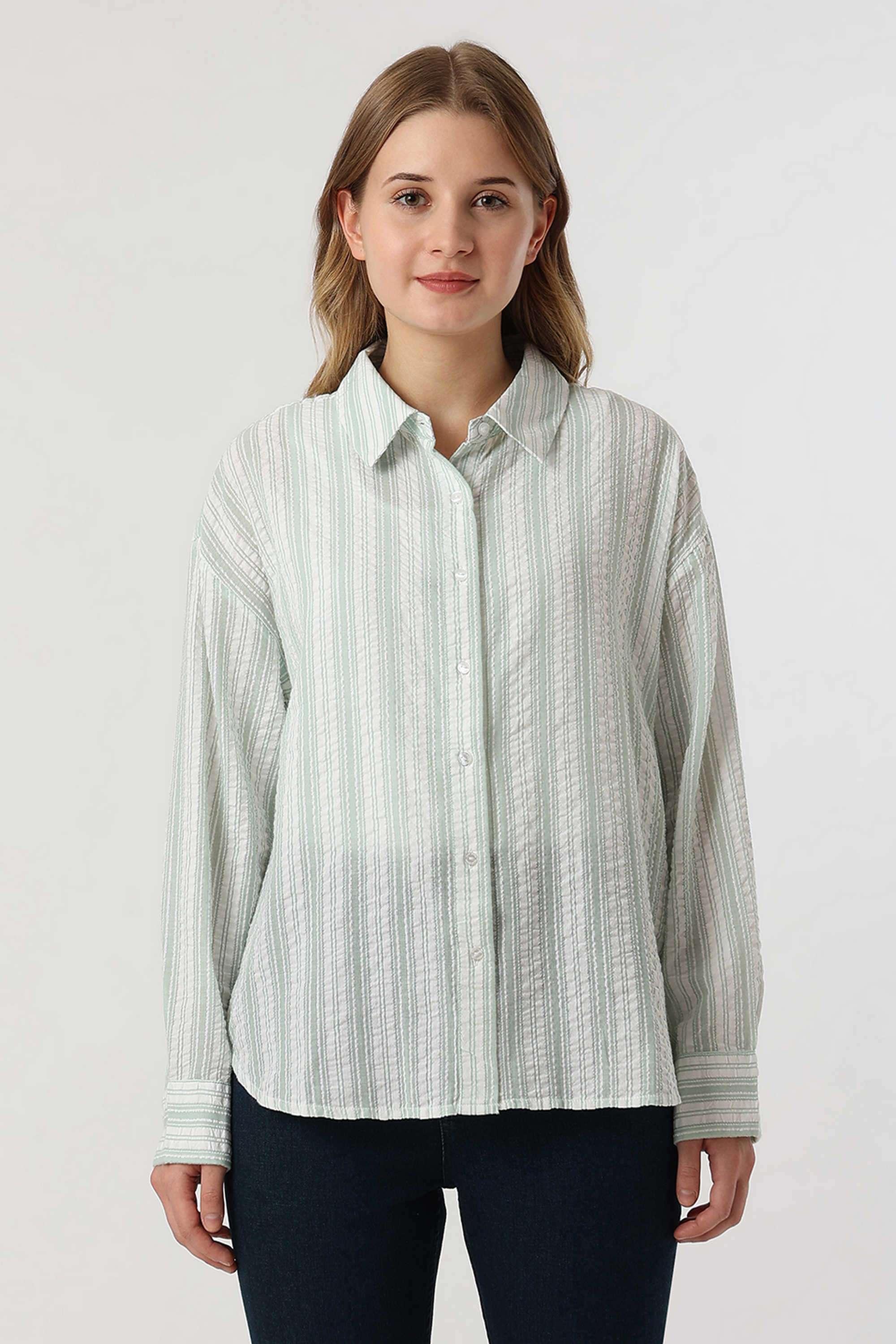 Solid-Blended-Fabric-Women-s-Casual-Wear-Shirt
