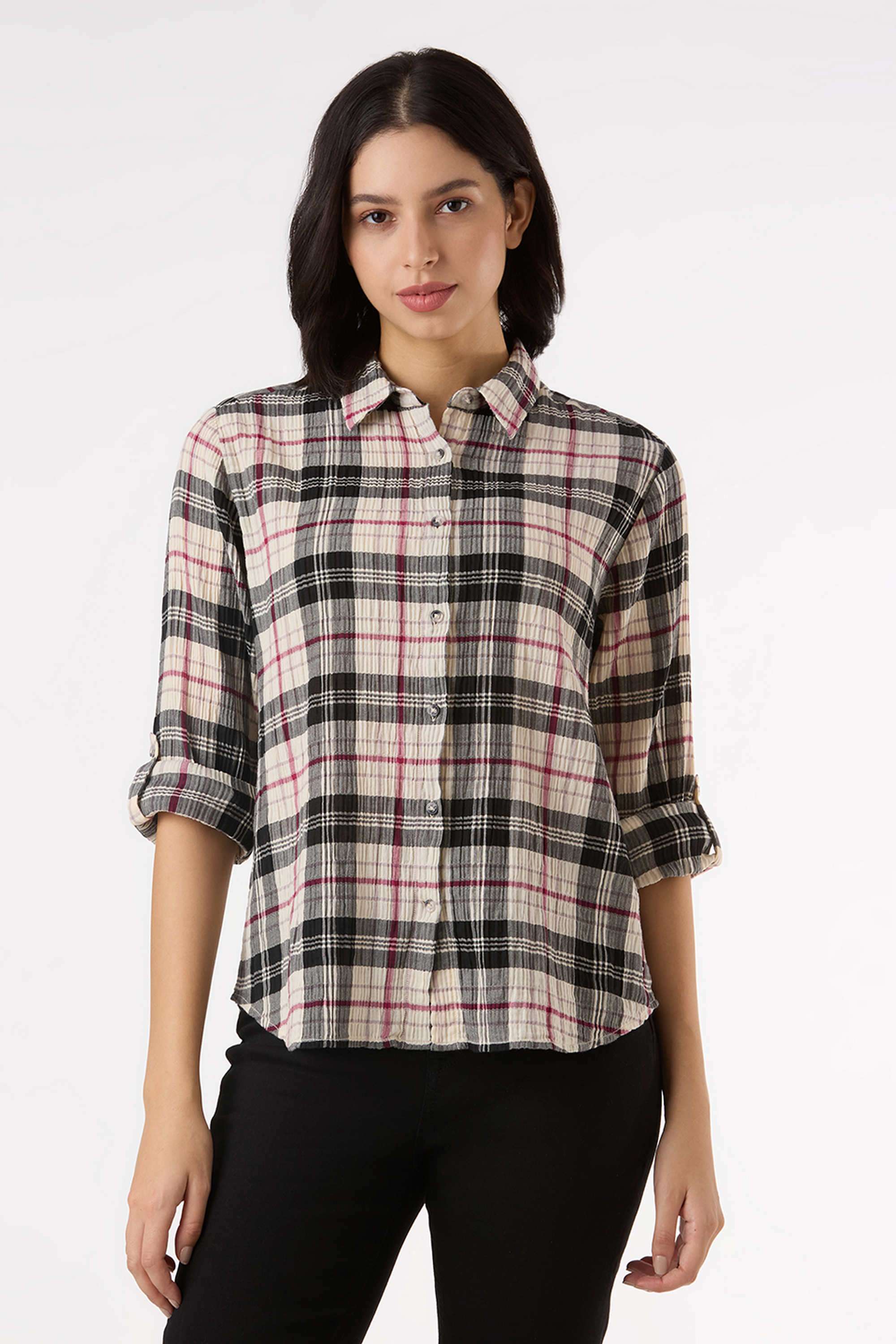 Checks-Cotton-Women-s-Casual-Wear-Shirt