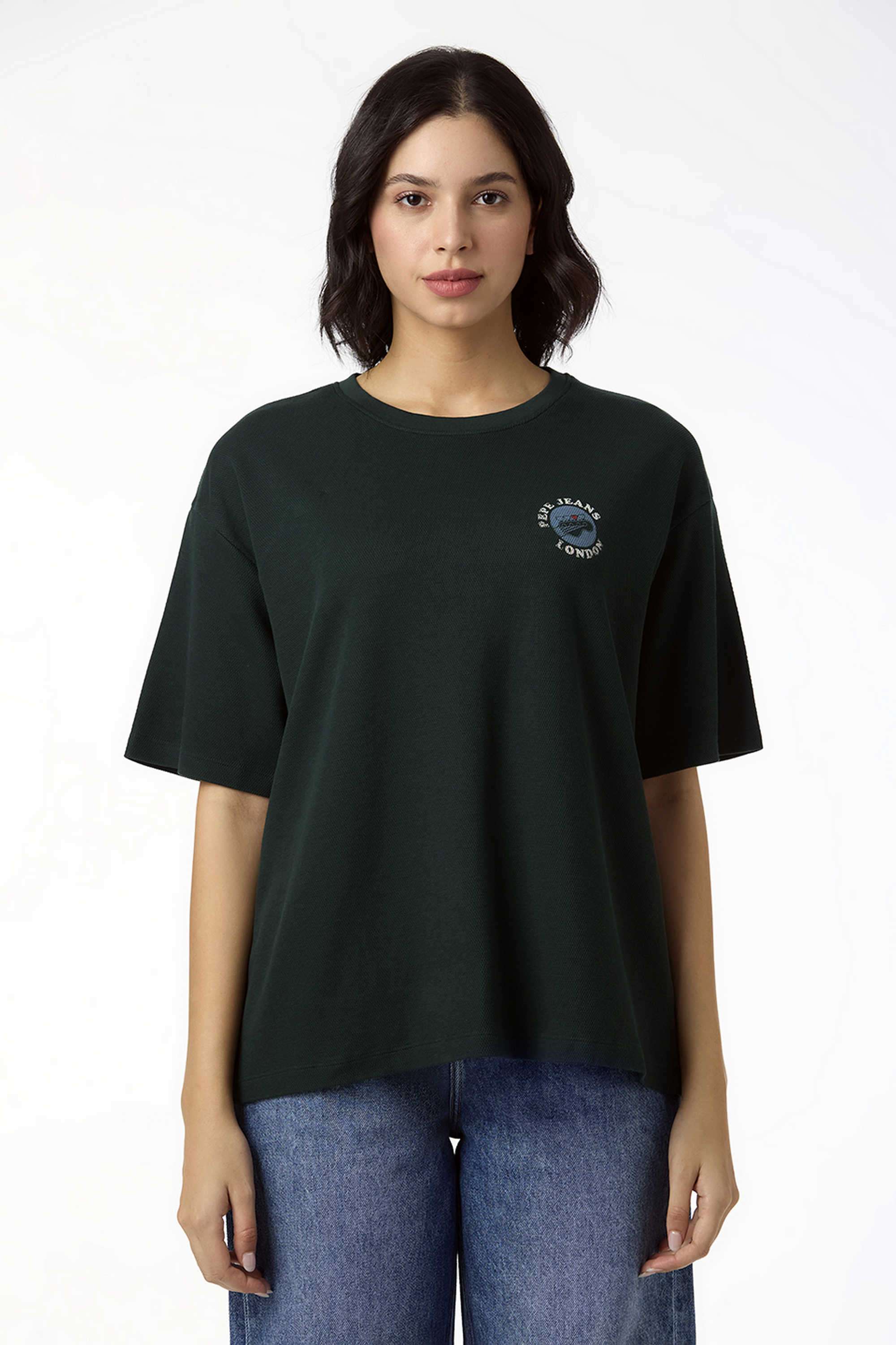 Solid-Blended-Fabric-Women-s-Casual-Wear-T-Shirt