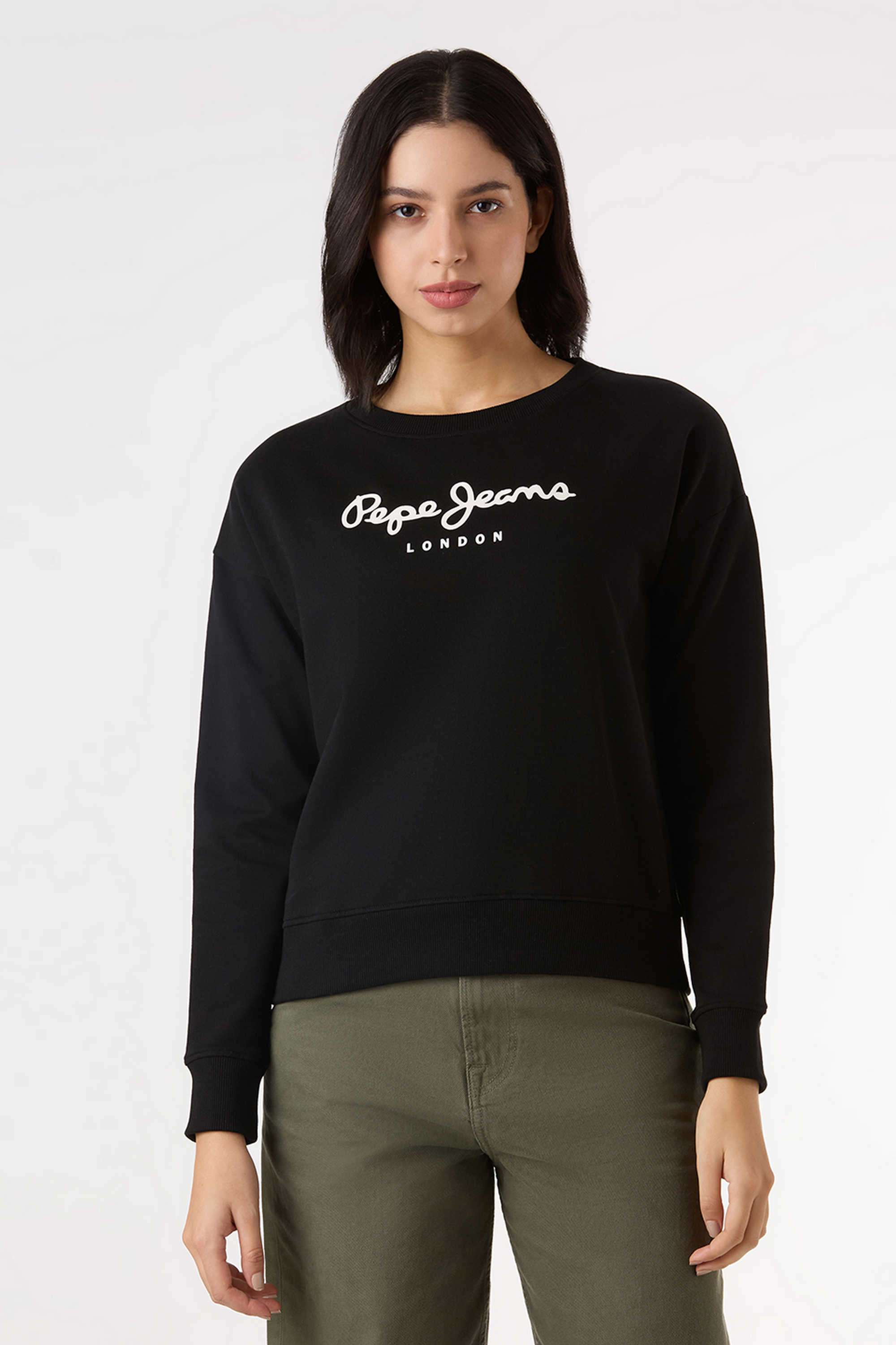 Solid-Blended-Fabric-Women-s-Casual-Wear-Sweatshirt