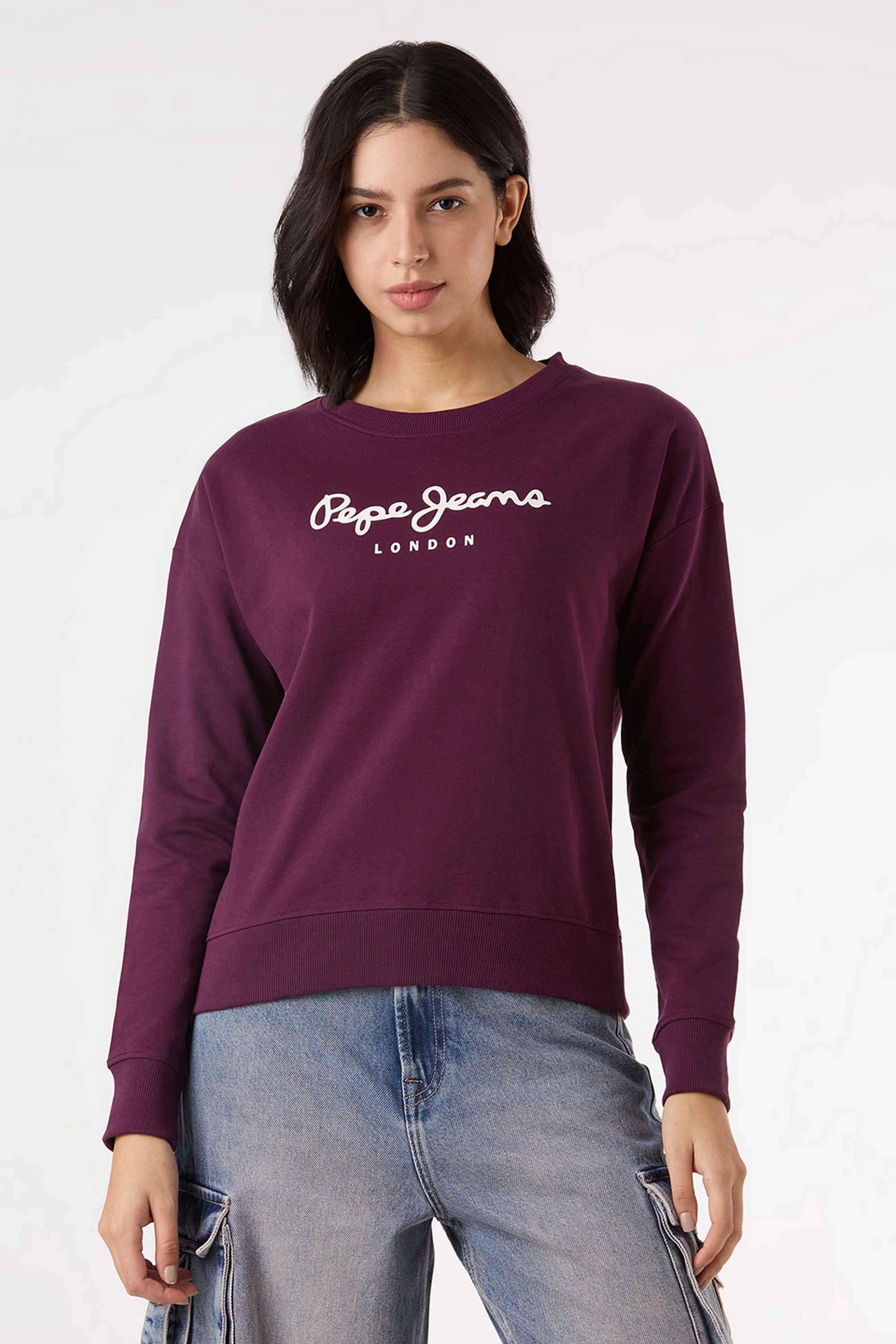 Solid-Blended-Fabric-Women-s-Casual-Wear-Sweatshirt