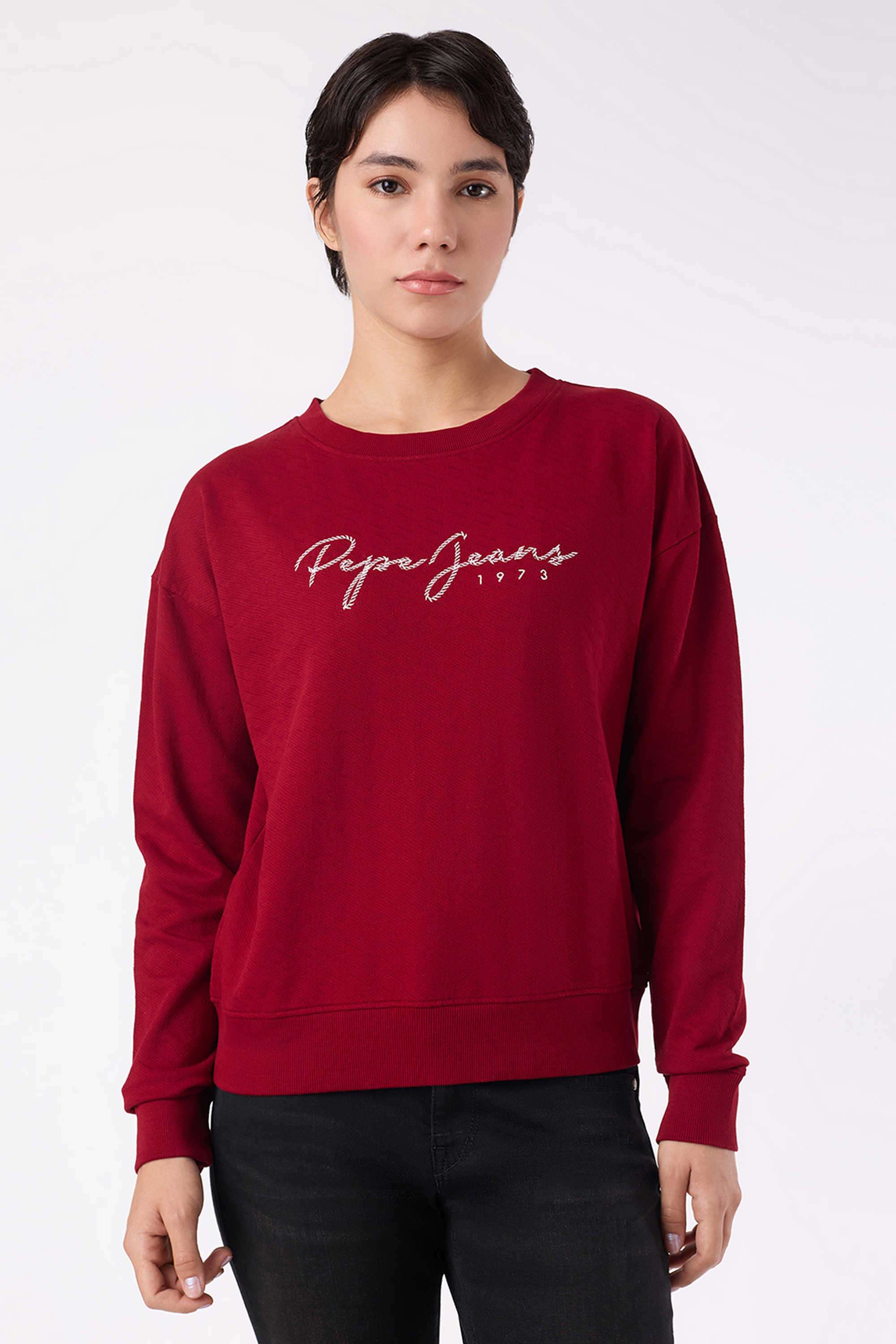 Solid-Blended-Fabric-Women-s-Casual-Wear-Sweatshirt