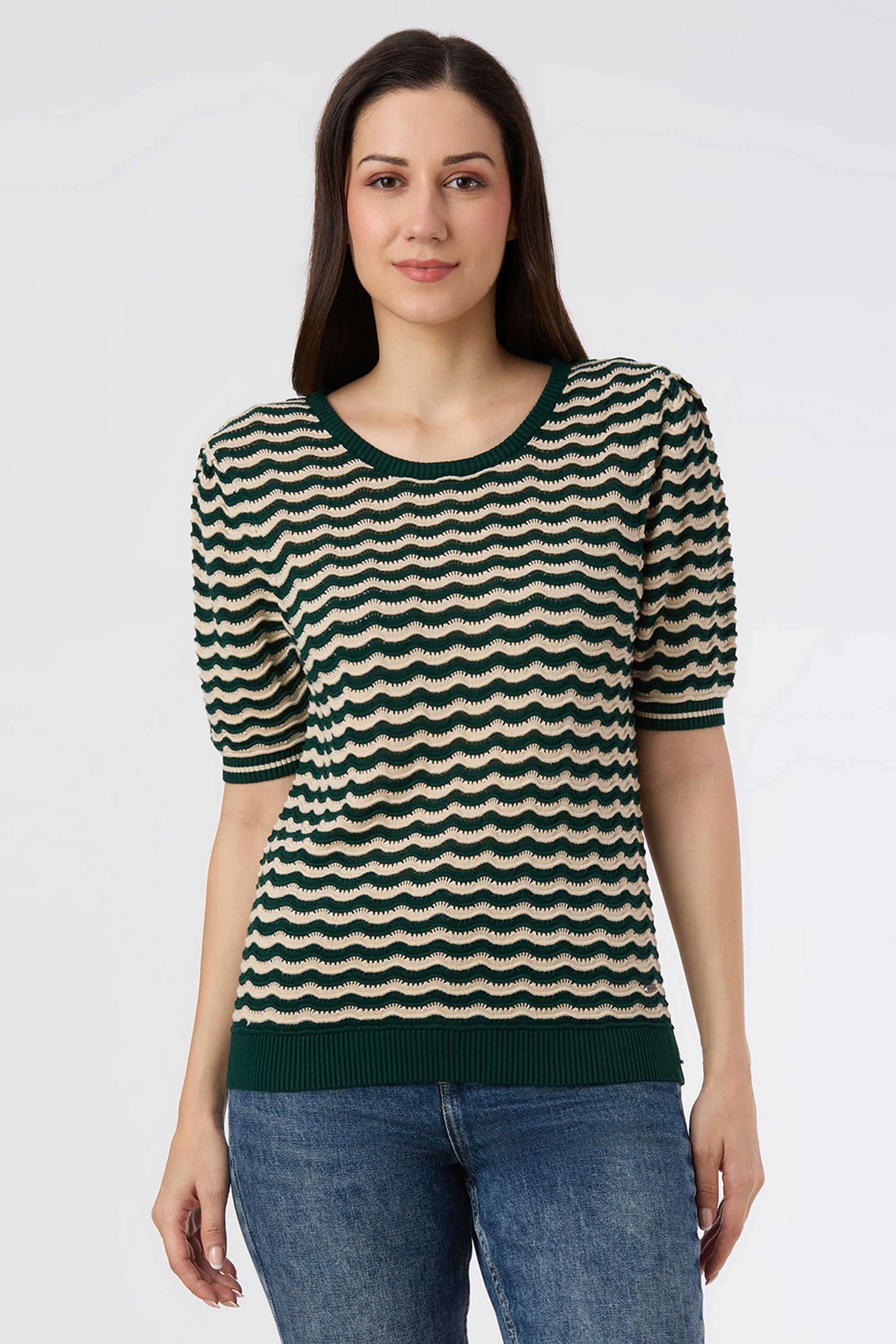 Solid-Blended-Fabric-Women-s-Casual-Wear-T-Shirt