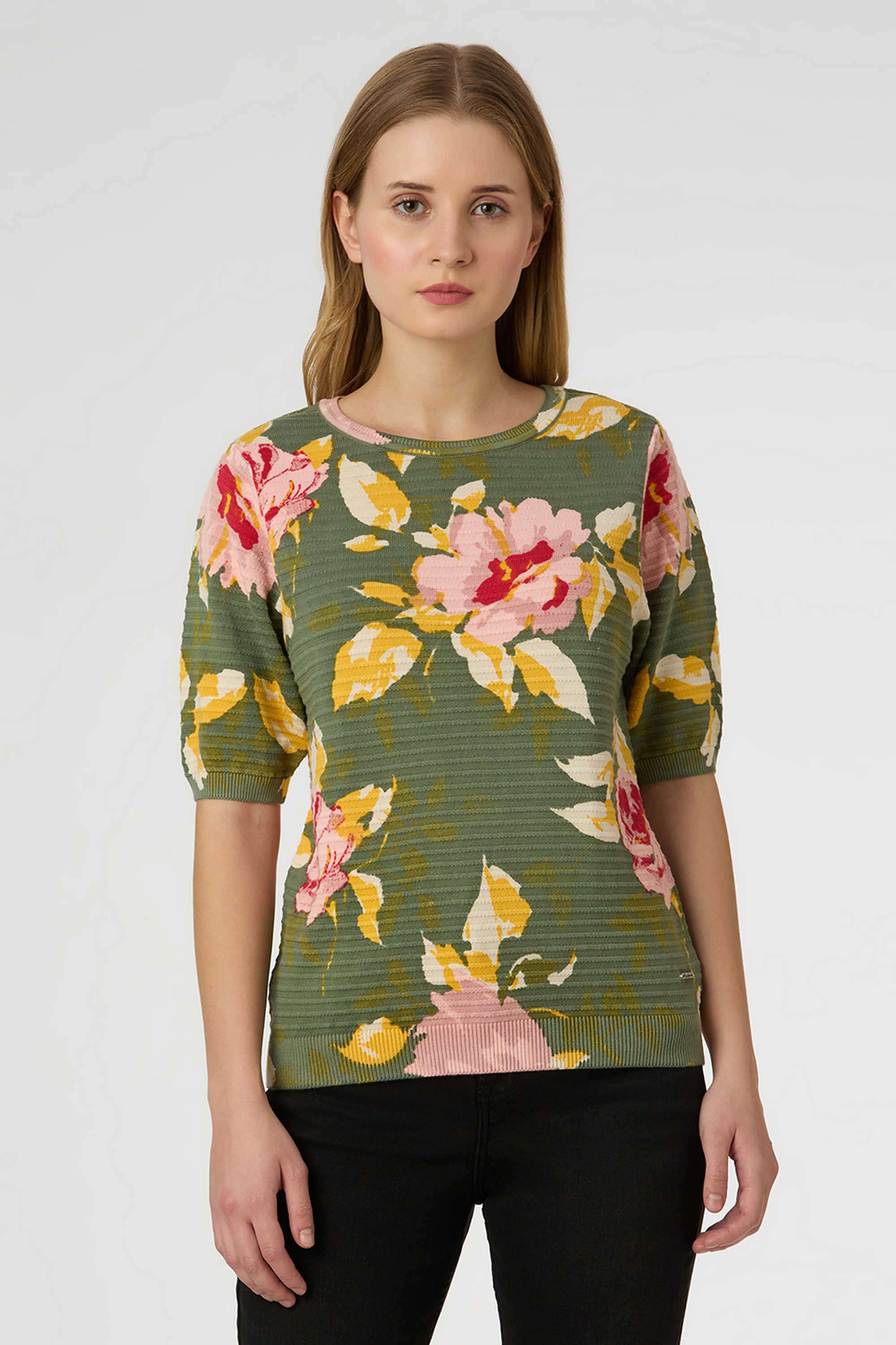 Solid-Blended-Fabric-Women-s-Casual-Wear-T-Shirt