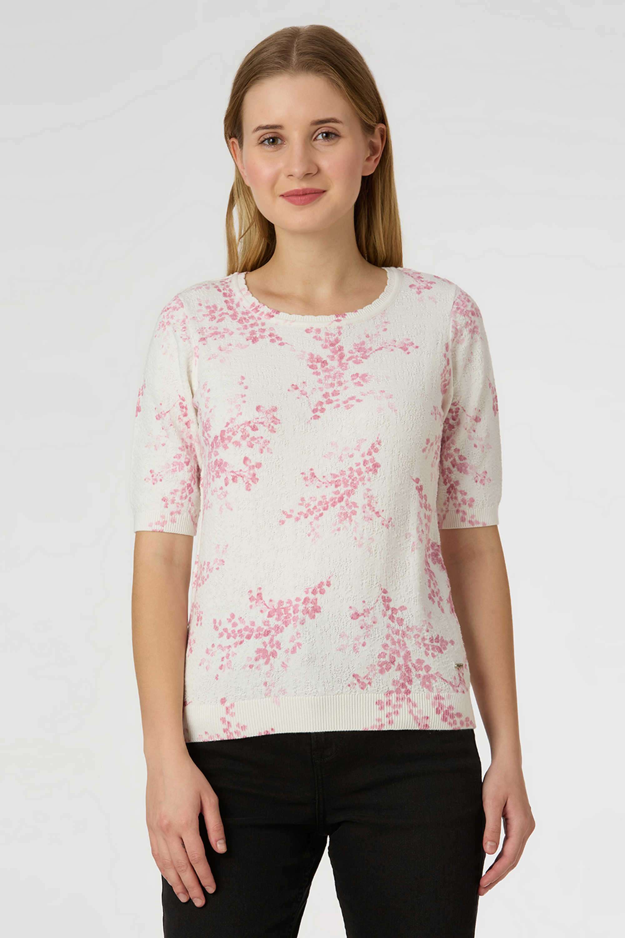 Solid-Blended-Fabric-Women-s-Casual-Wear-T-Shirt