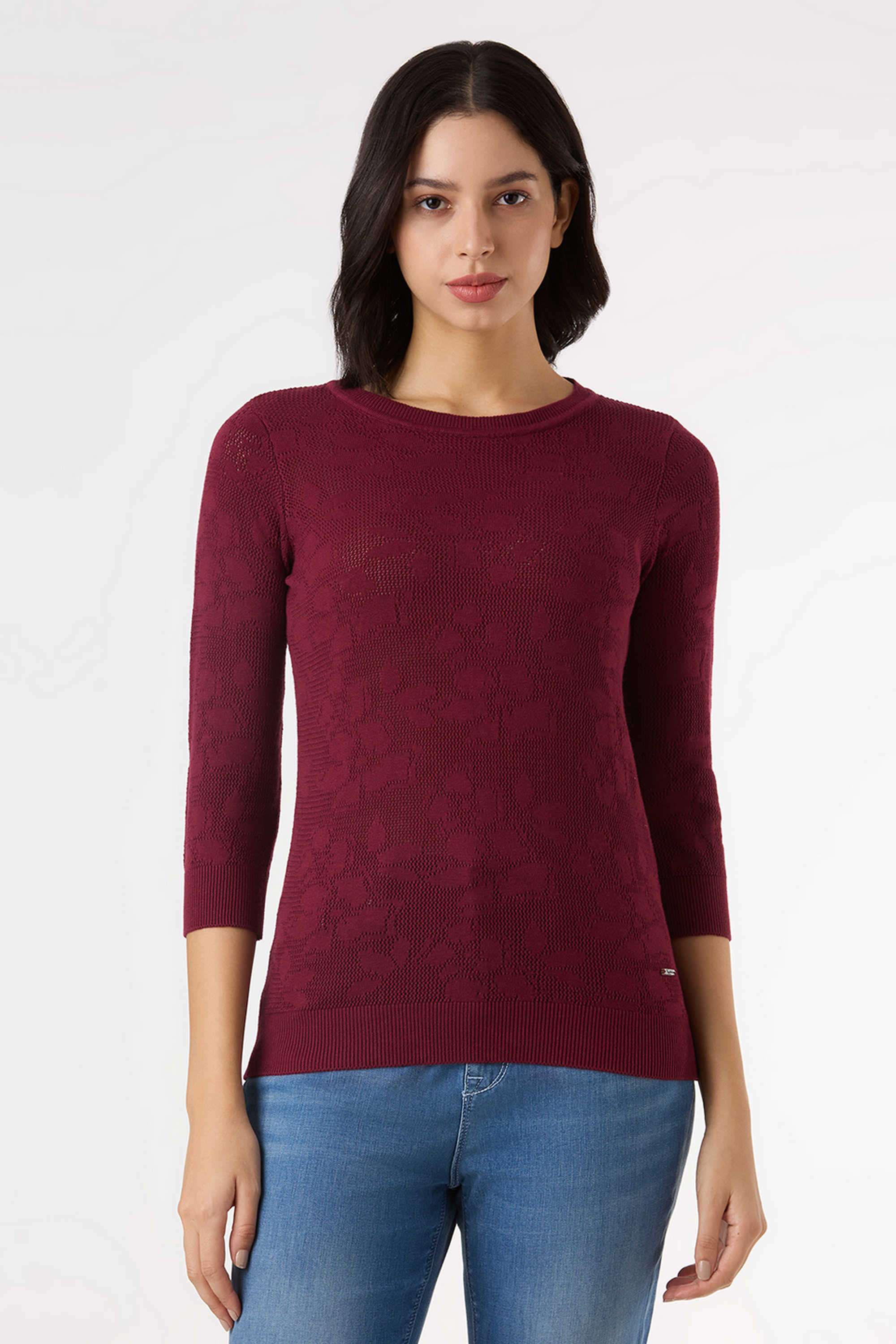 Solid-Blended-Fabric-Women-s-Casual-Wear-T-Shirt