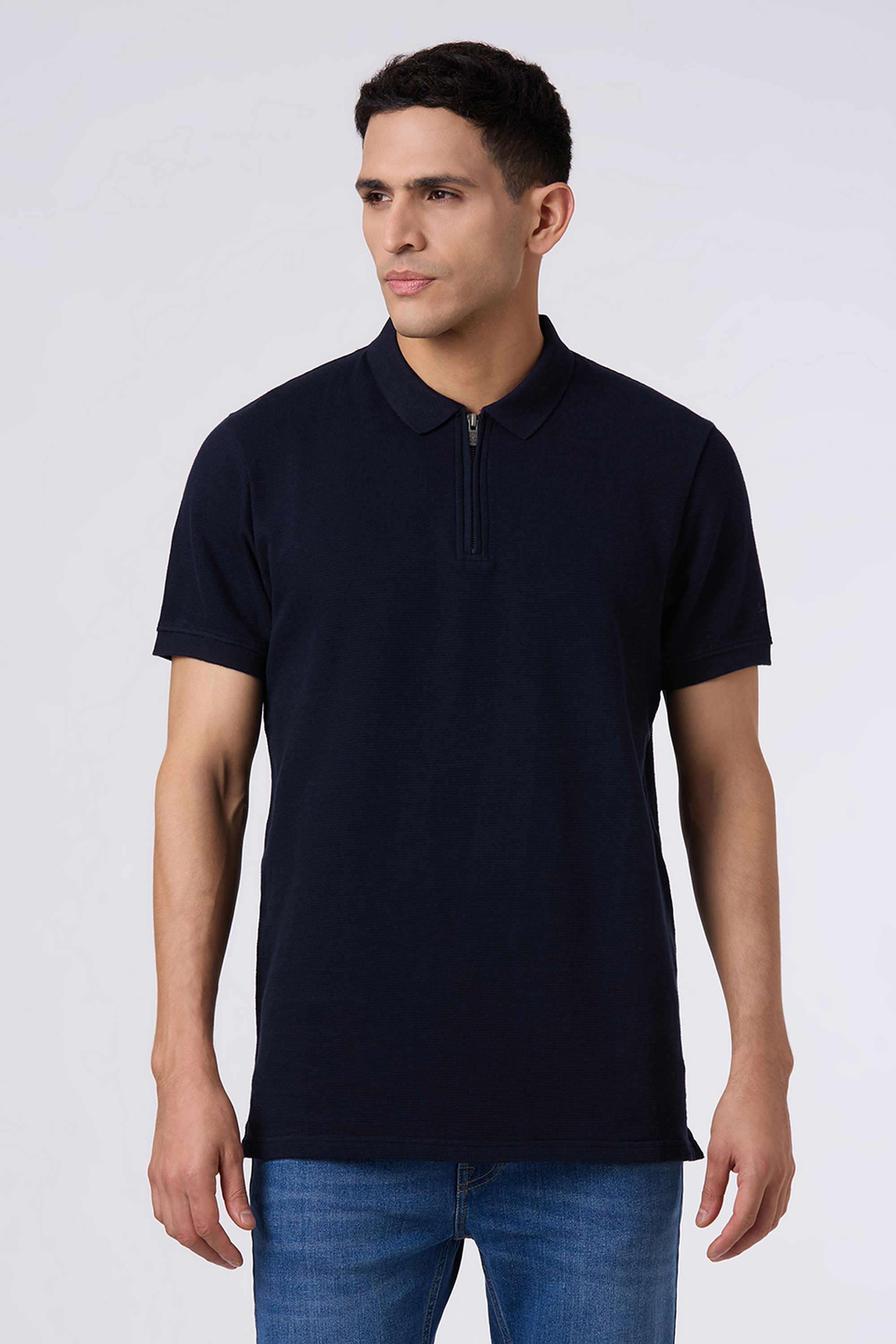 Solid-Blended-Fabric-Regular-Fit-Men-Polo-T-Shirt