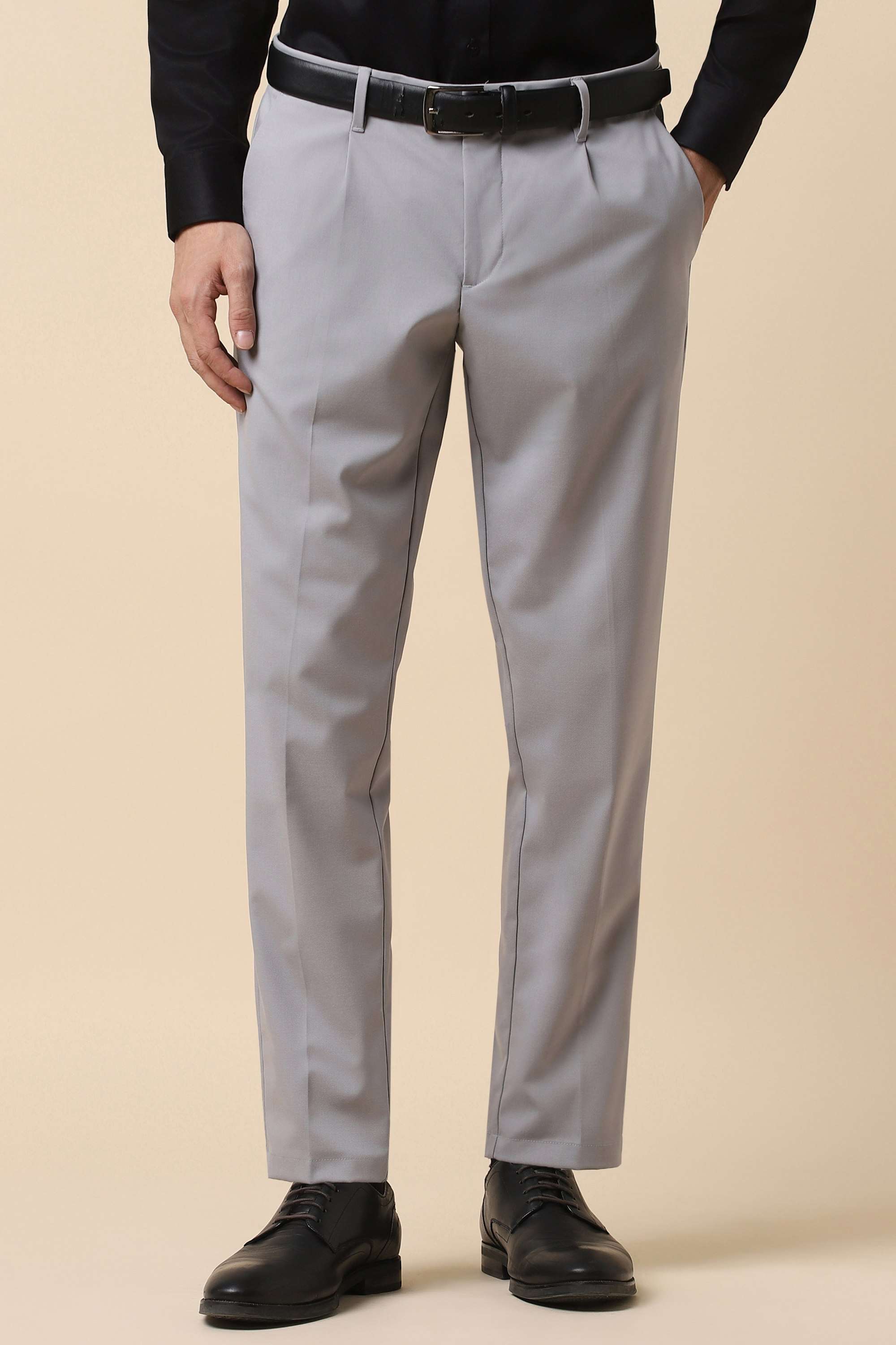 Solid-Polyester-Viscose-Regular-Fit-Men-s-Formal-Trousers