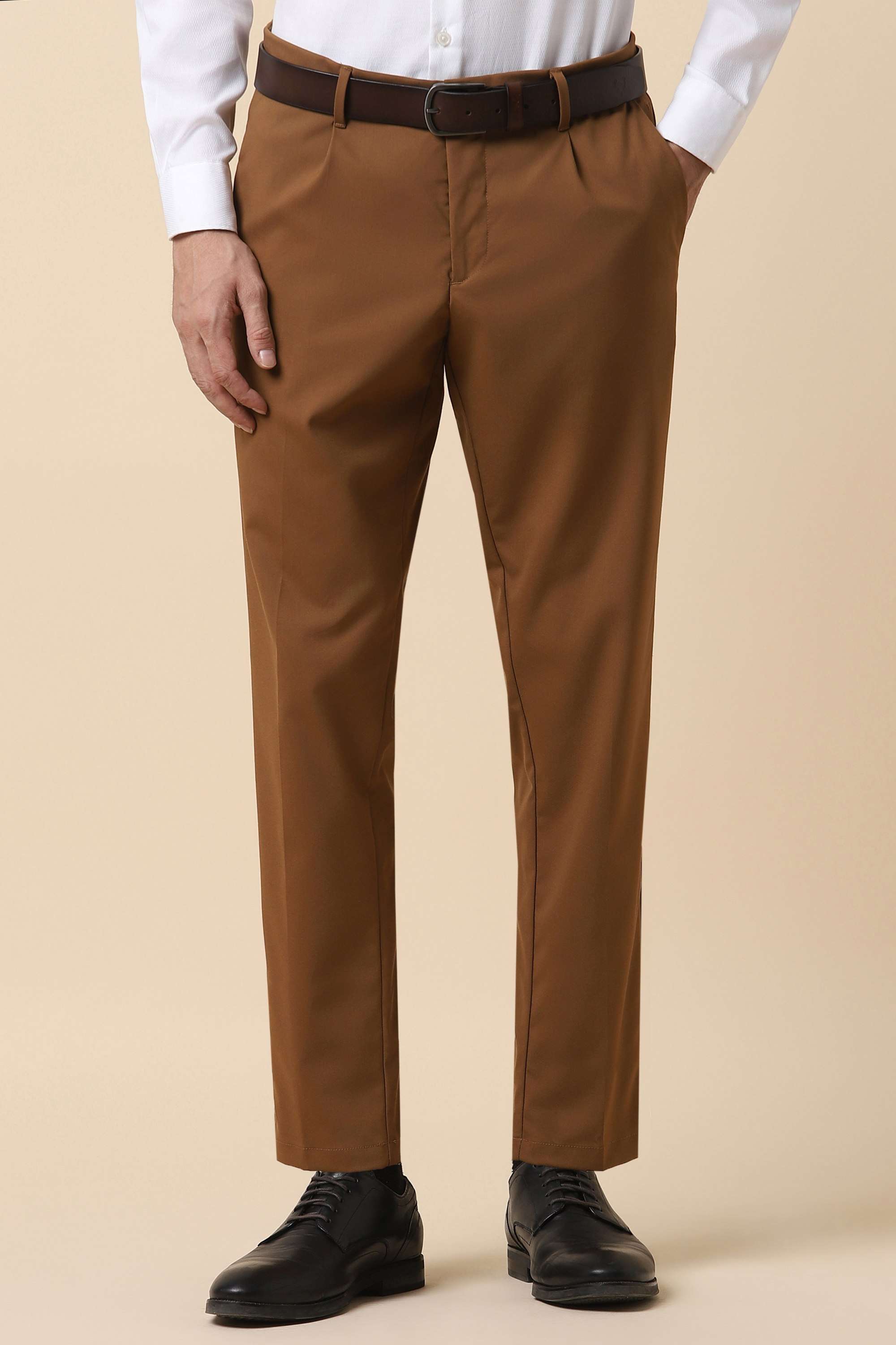 Solid-Polyester-Viscose-Regular-Fit-Men-s-Formal-Trousers