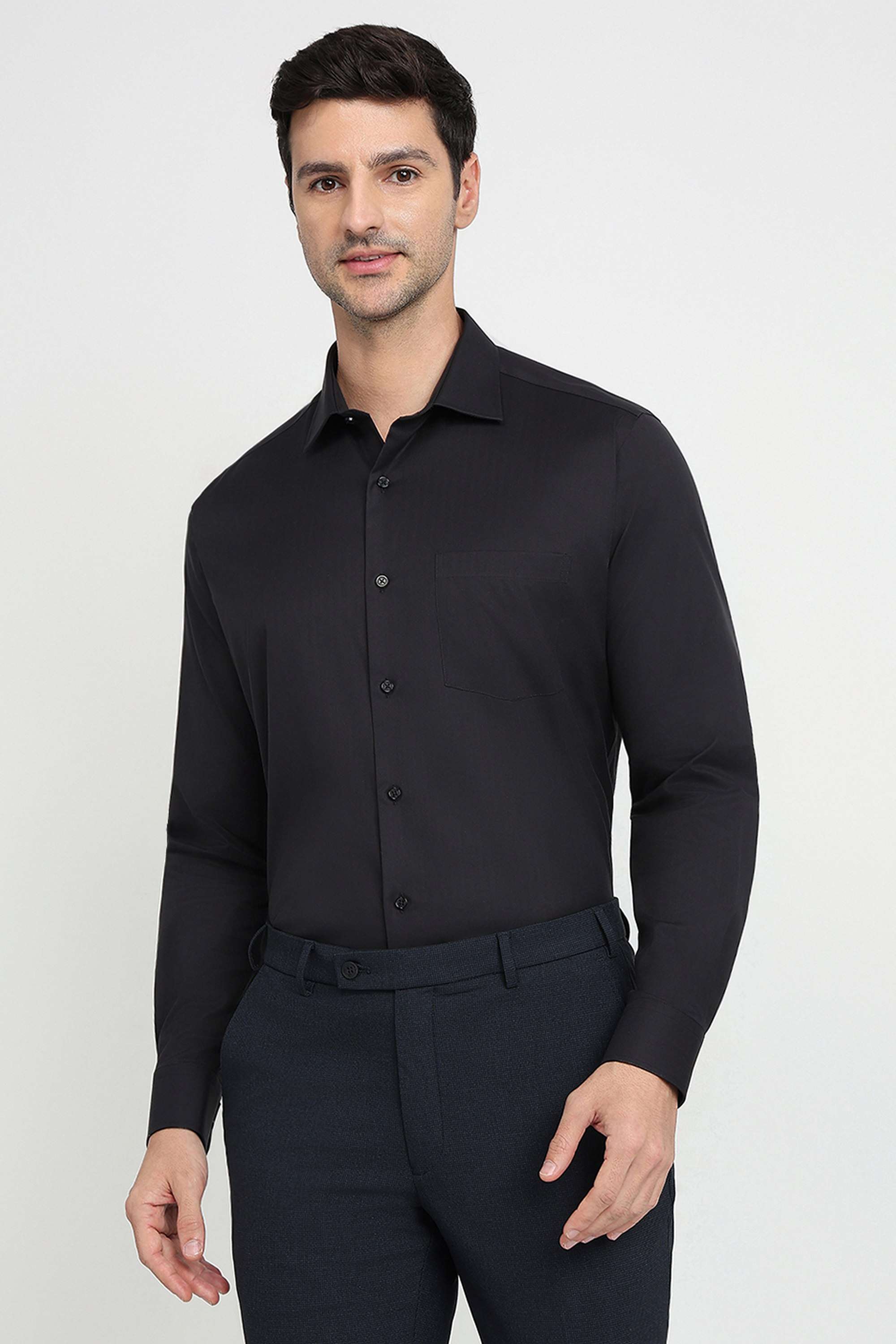 Structured-Cotton-Blend-Regular-Fit-Men-s-Formal-Wear-Shirt