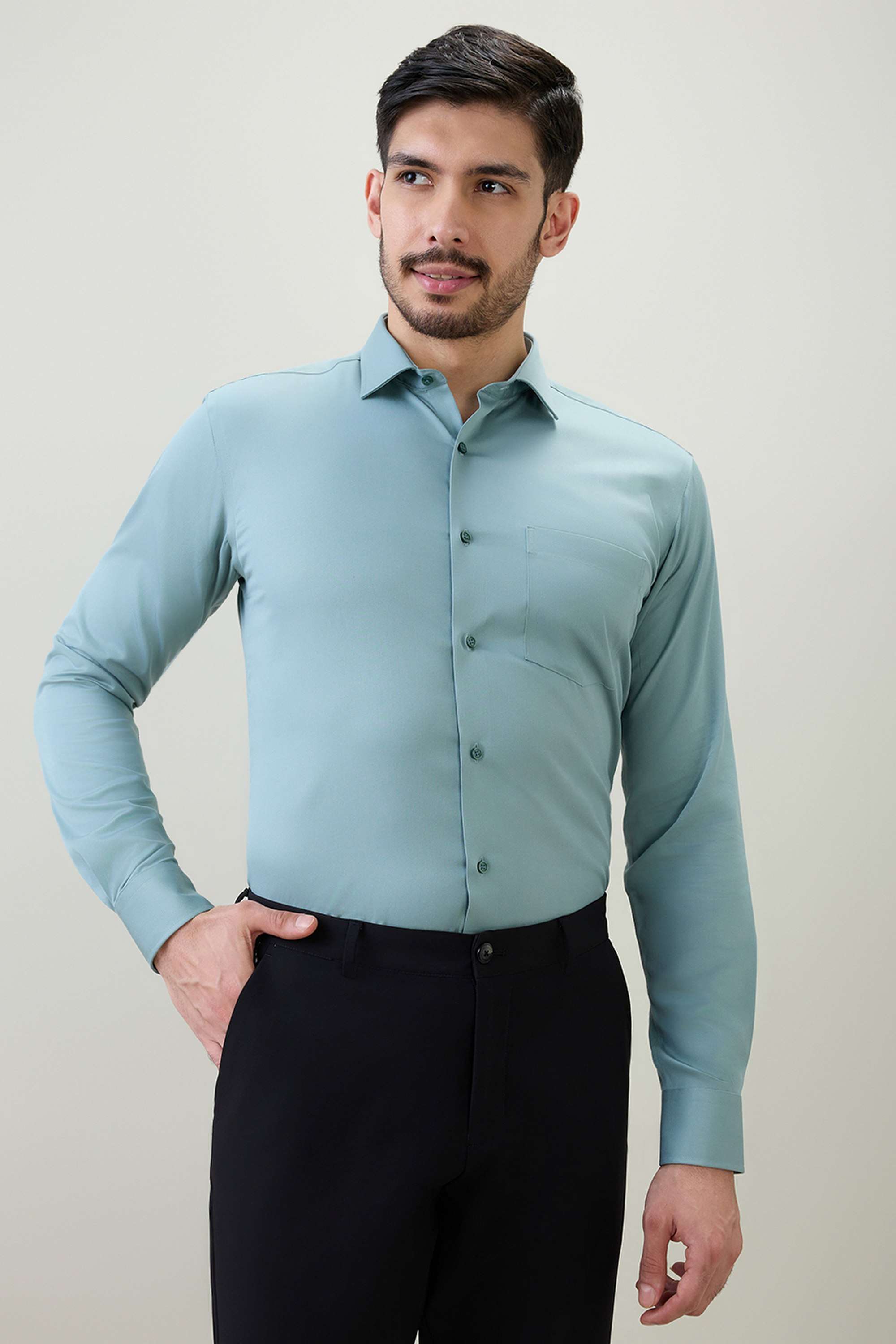 Solid-Cotton-Slim-Fit-Men-s-Formal-Wear-Shirt
