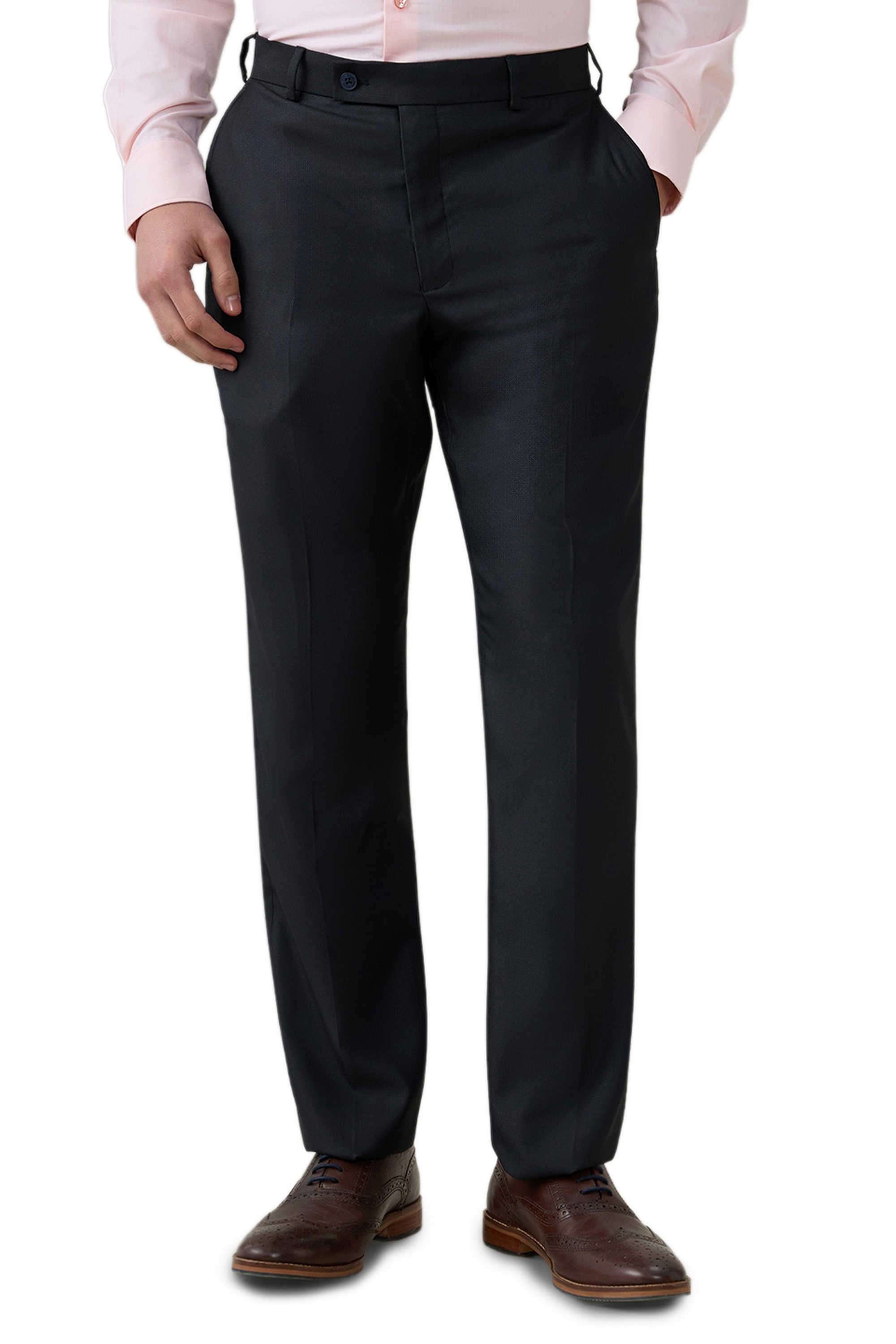 Solid-Polyester-Blend-Slim-Fit-Men-s-Formal-Trousers