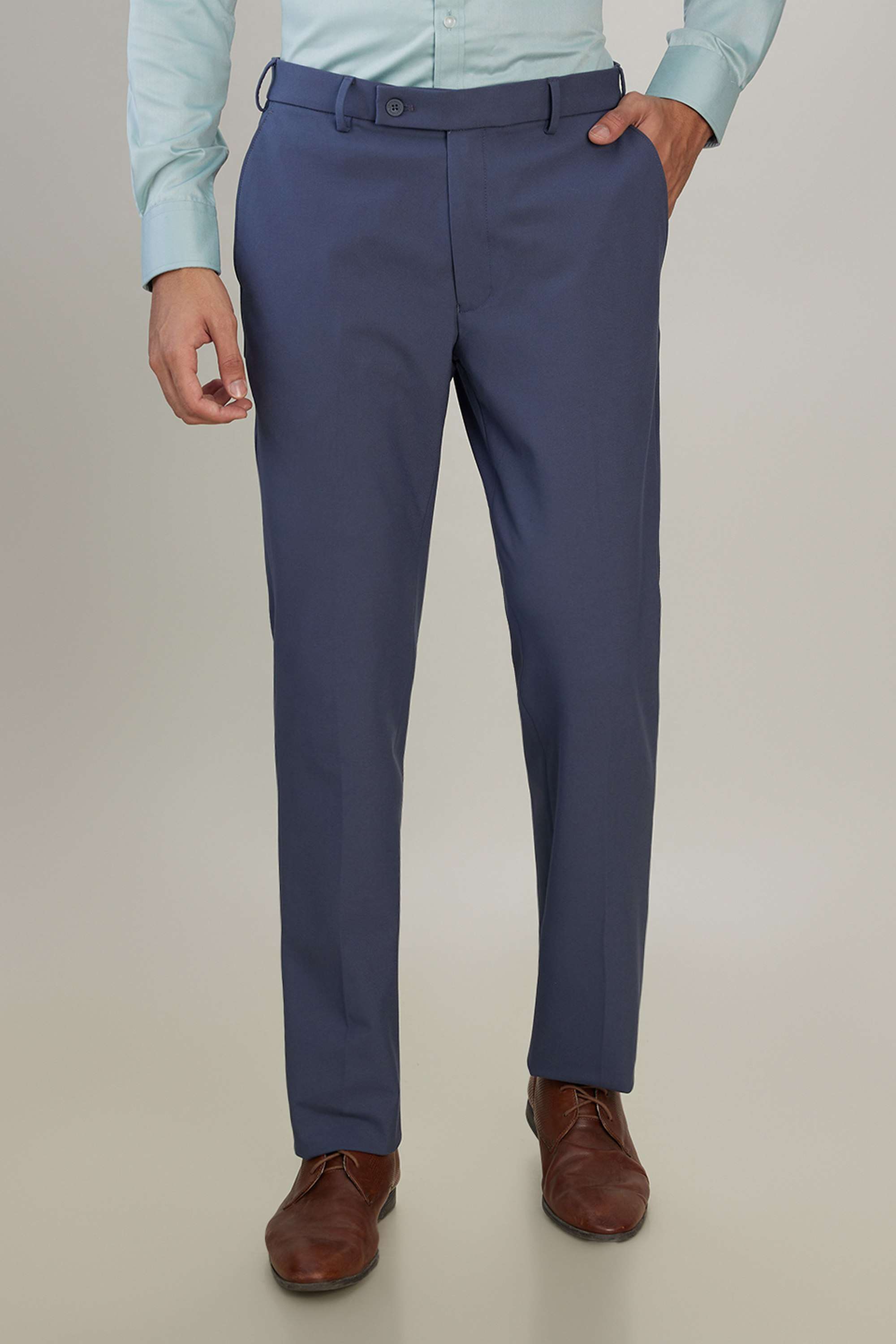 Solid-Polyester-Blend-Slim-Fit-Men-s-Formal-Wear-Trousers
