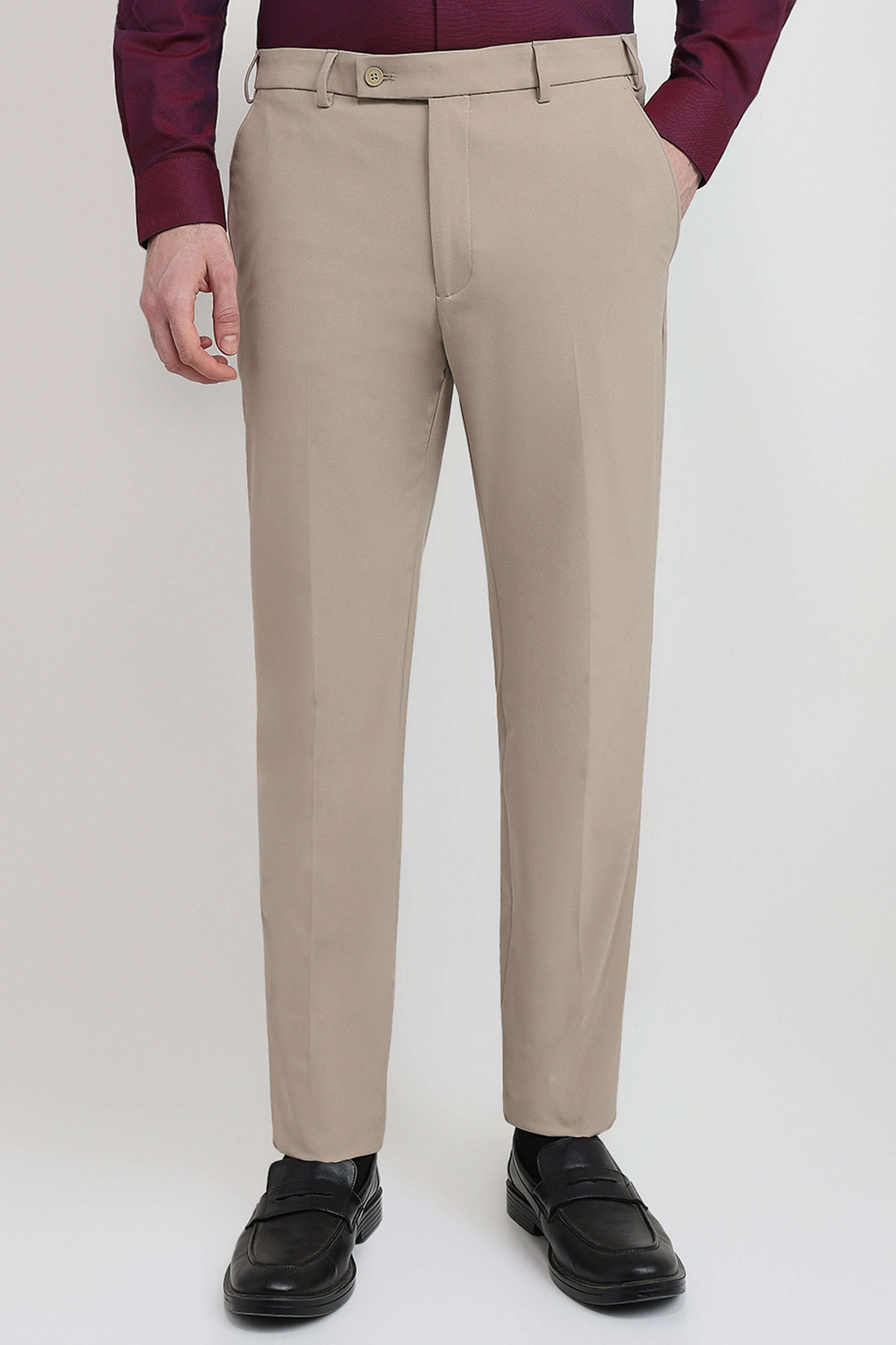 Solid-Polyester-Blend-Slim-Fit-Men-s-Formal-Wear-Trousers