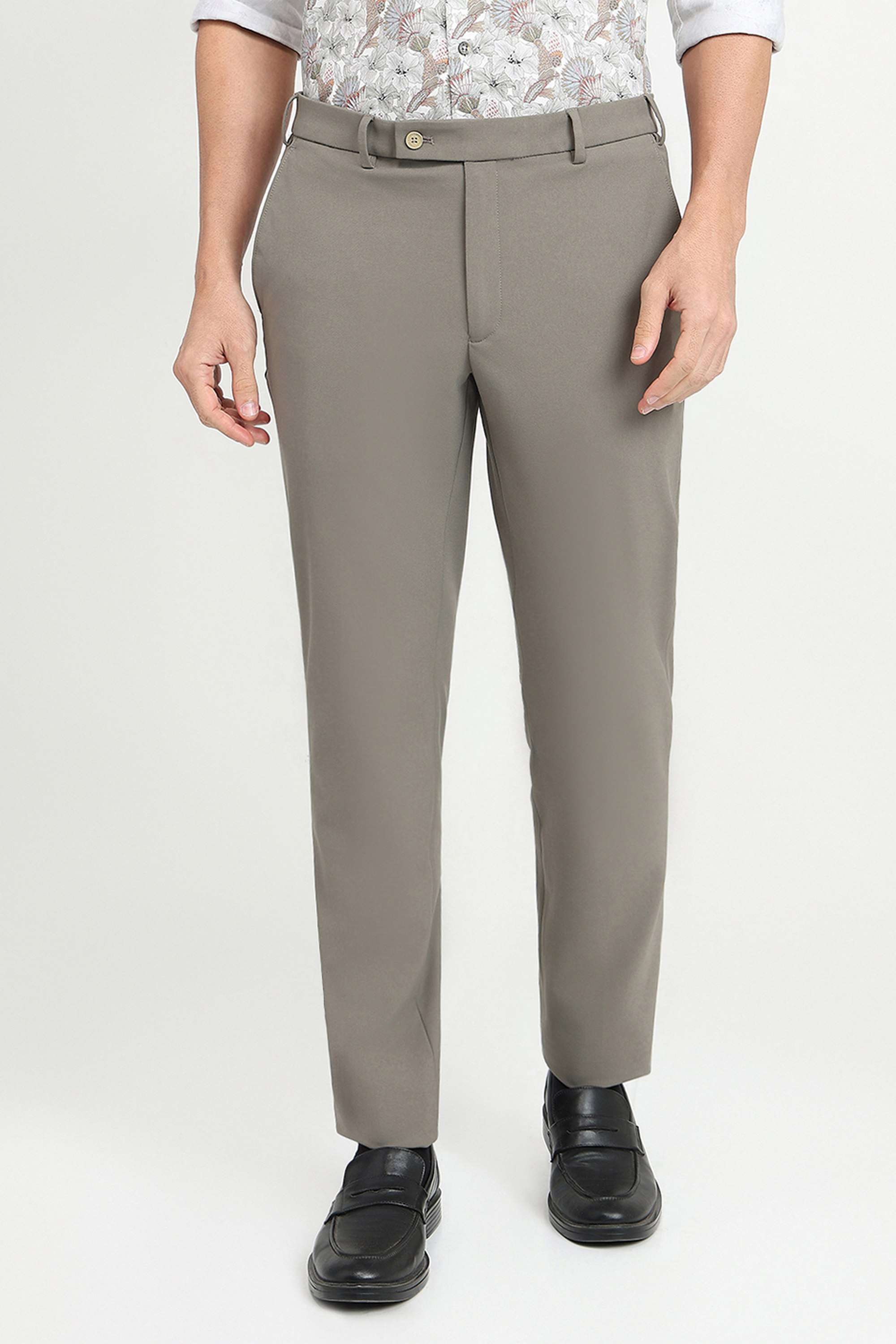 Solid-Polyester-Blend-Slim-Fit-Men-s-Formal-Wear-Trousers