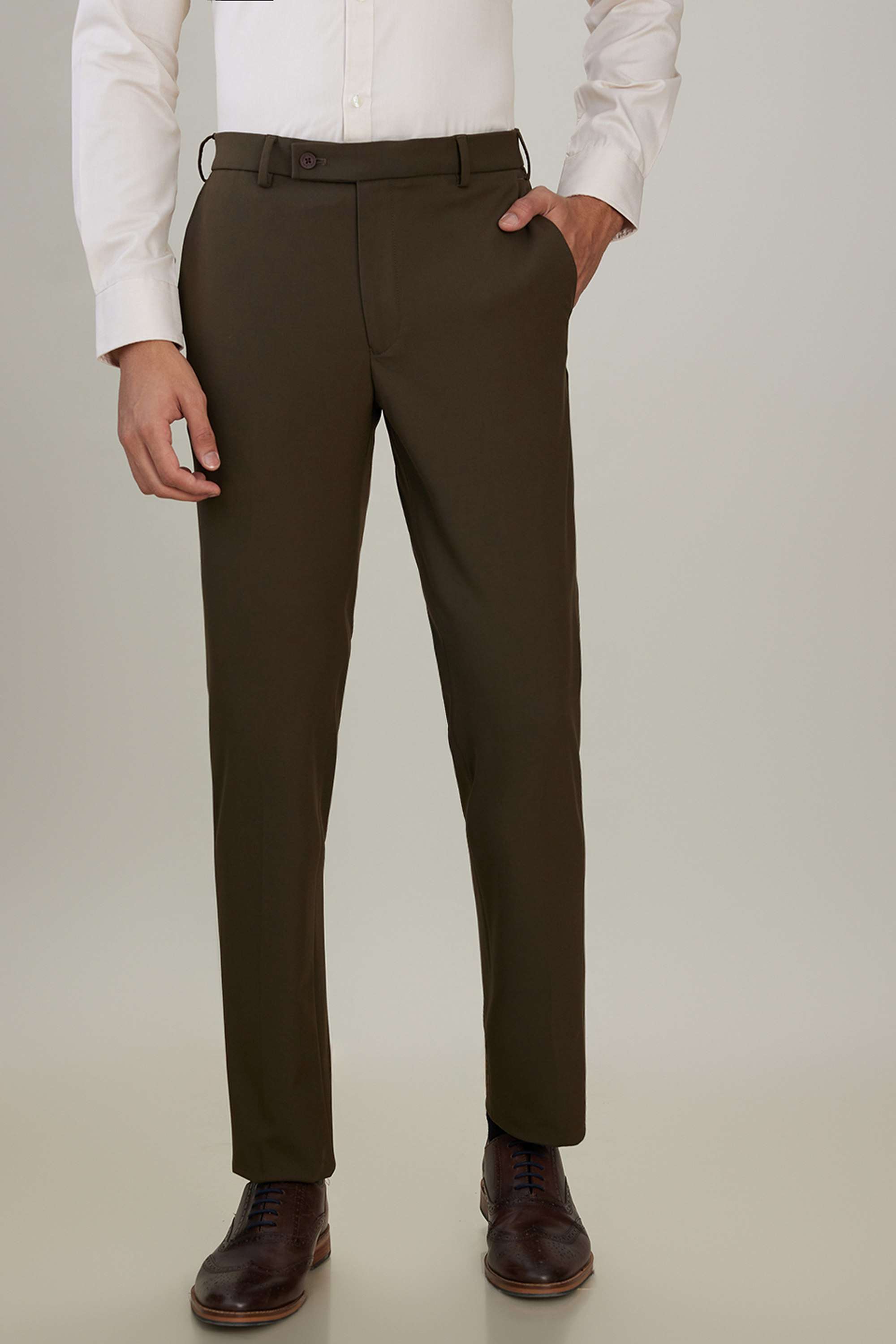 Solid-Polyester-Blend-Slim-Fit-Men-s-Formal-Wear-Trousers
