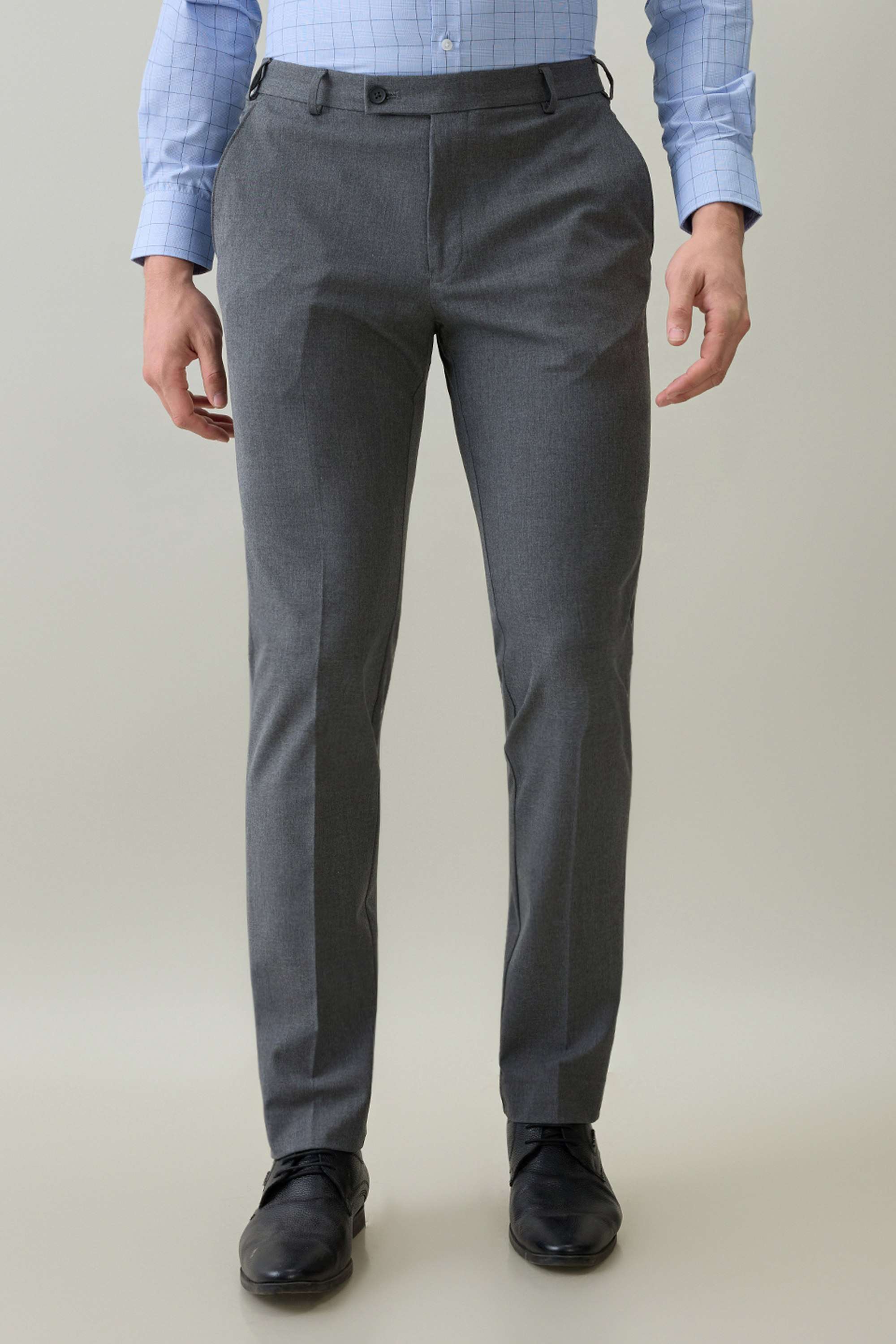 Solid-Polyester-Blend-Slim-Fit-Men-s-Formal-Wear-Trousers