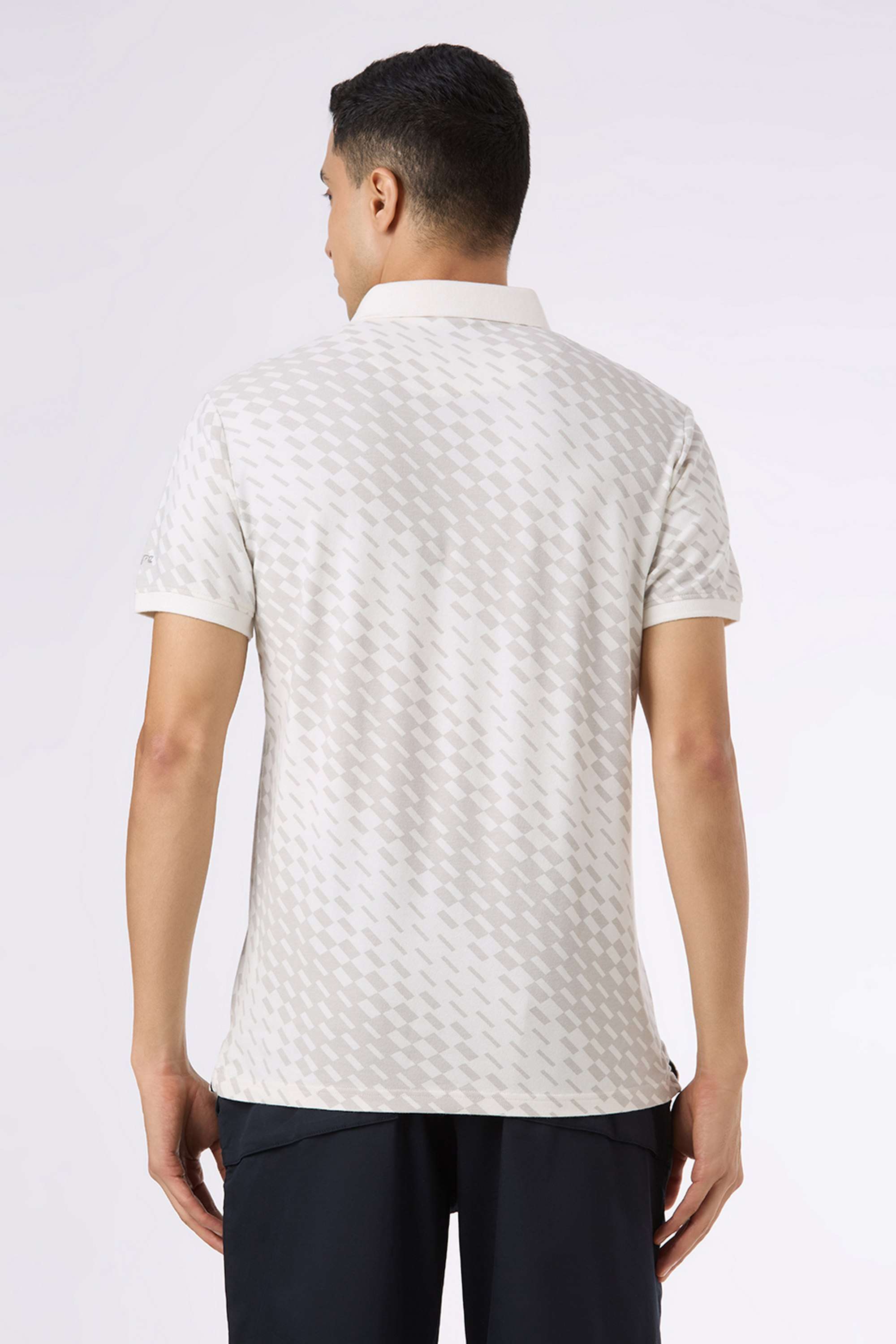 Geometric-Print-Cotton-Blend-Polo-Men-s-T-Shirt