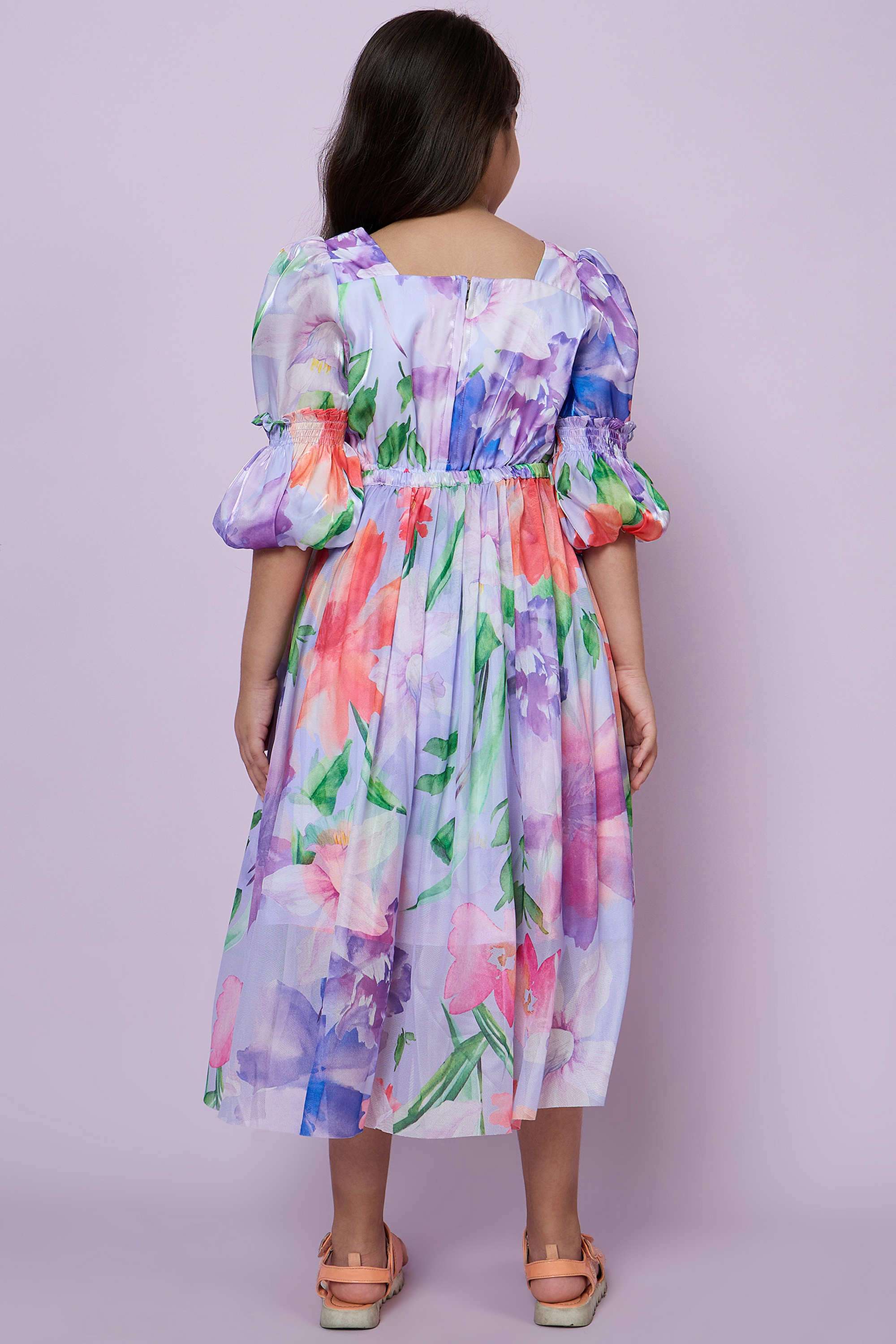 Floral-Polyester-Square-Neck-Girls-Festive-Wear-Dress