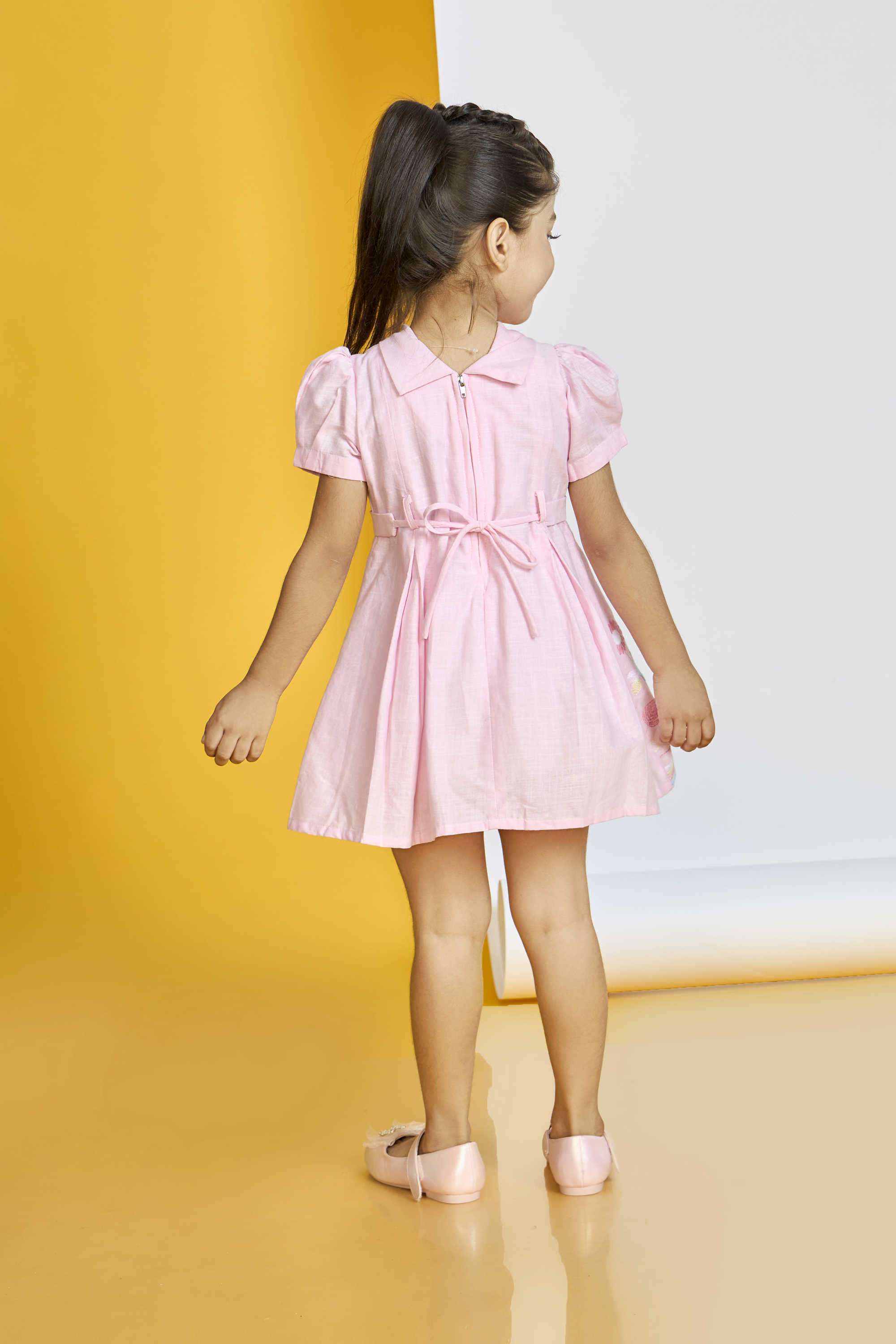 Embroidered-Cotton-Round-Neck-Girl-s-Casual-Wear-Dress