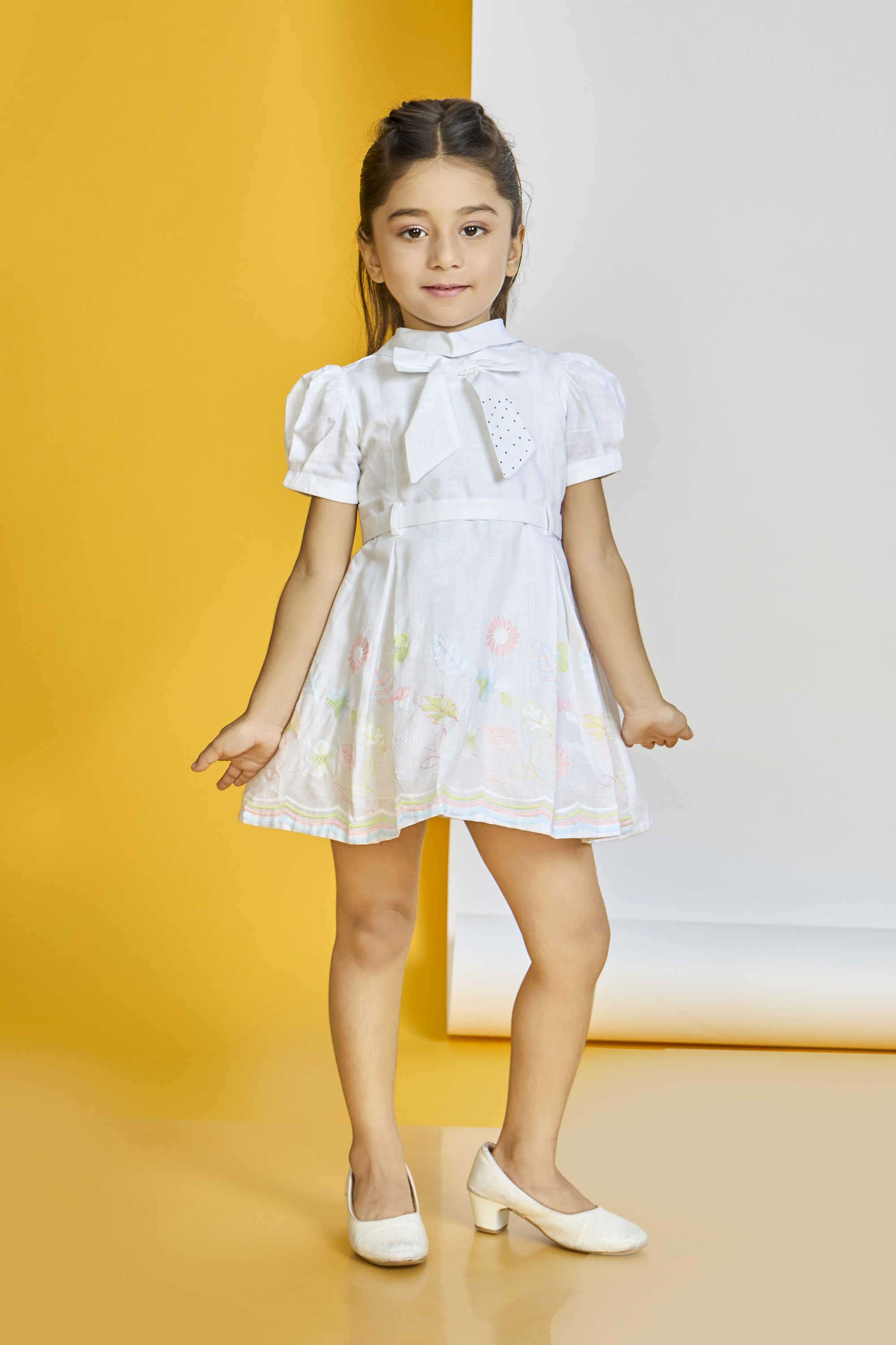 Embroidered-Cotton-Round-Neck-Girl-s-Casual-Wear-Dress