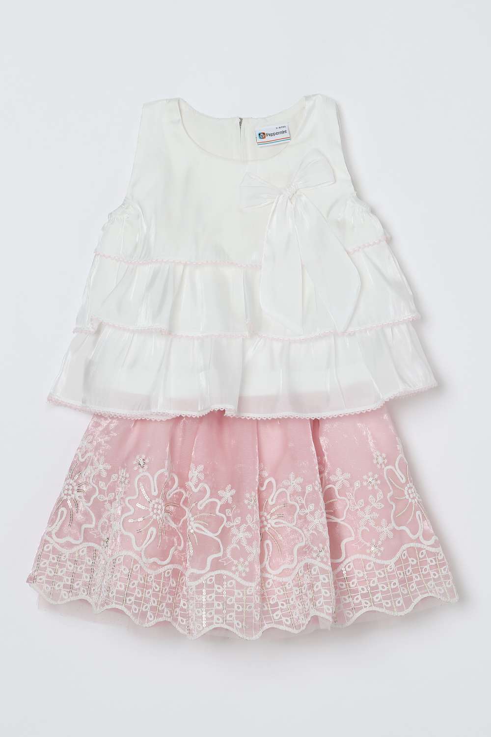 Embellished-Polyester-Round-Neck-Girl-s-Party-Wear-Skirt-with-Top-Clothing-Set