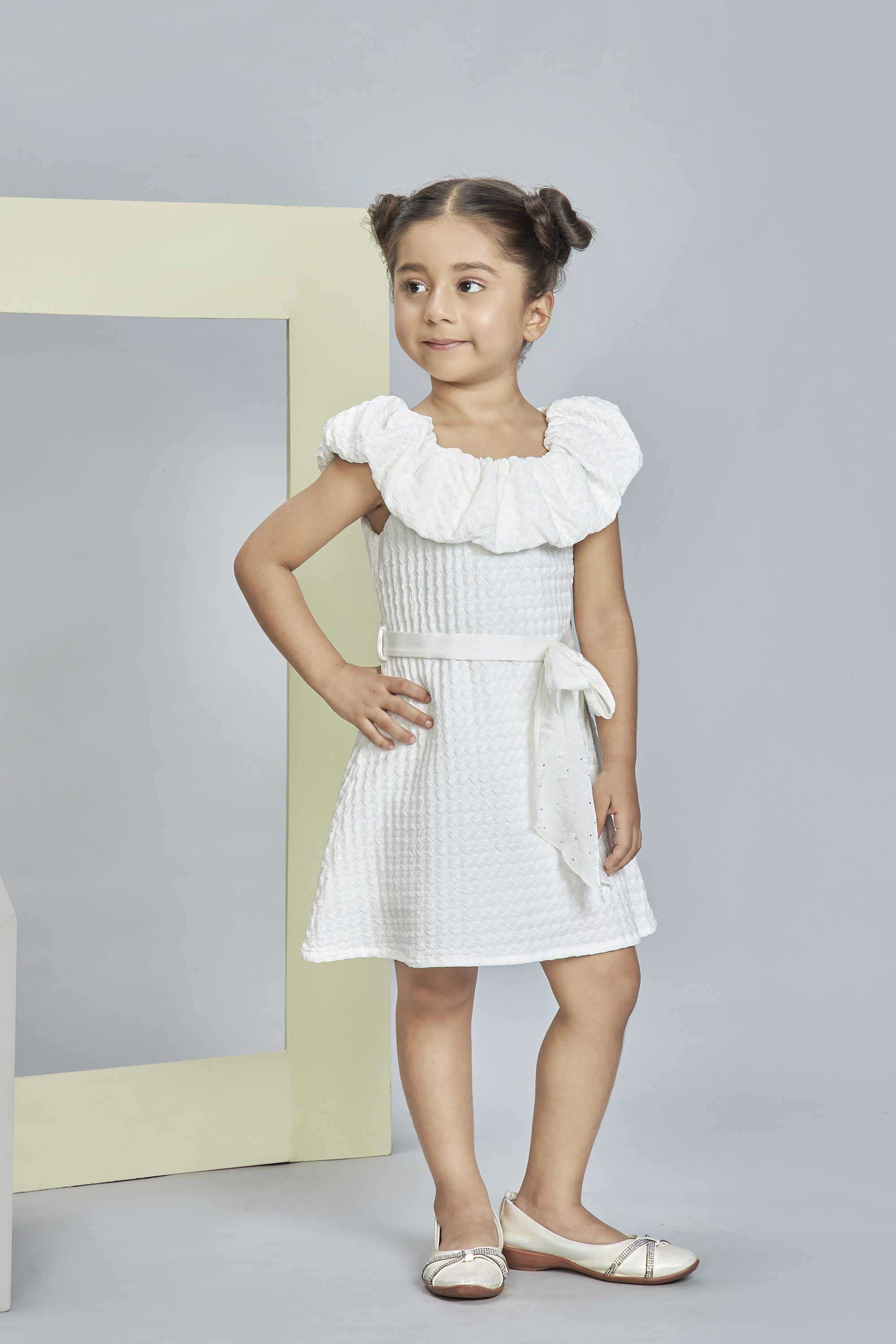Textured-Blended-Fabric-Round-Neck-Girl-s-Casual-Wear-Dress