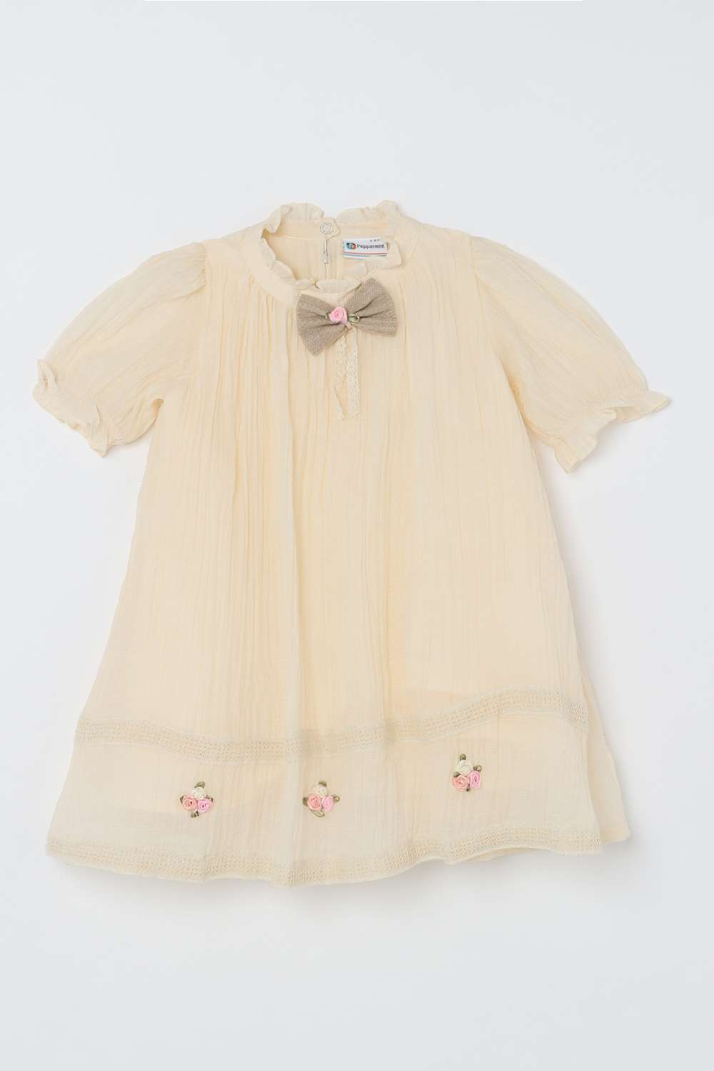 Solid-Blended-Fabric-Collared-Girl-s-Party-Wear-Dress