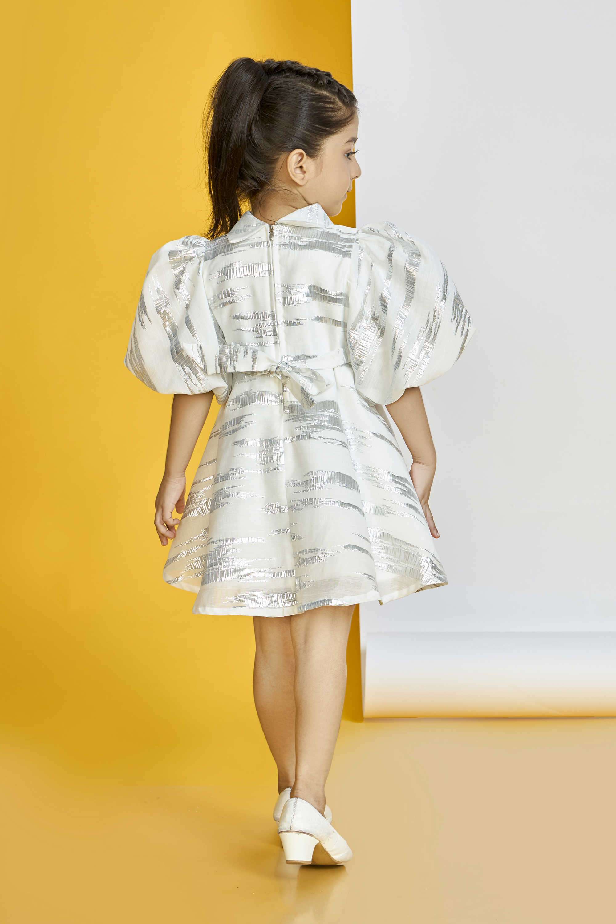 Solid-Polyester-Collared-Girl-s-Festive-Wear-Dress