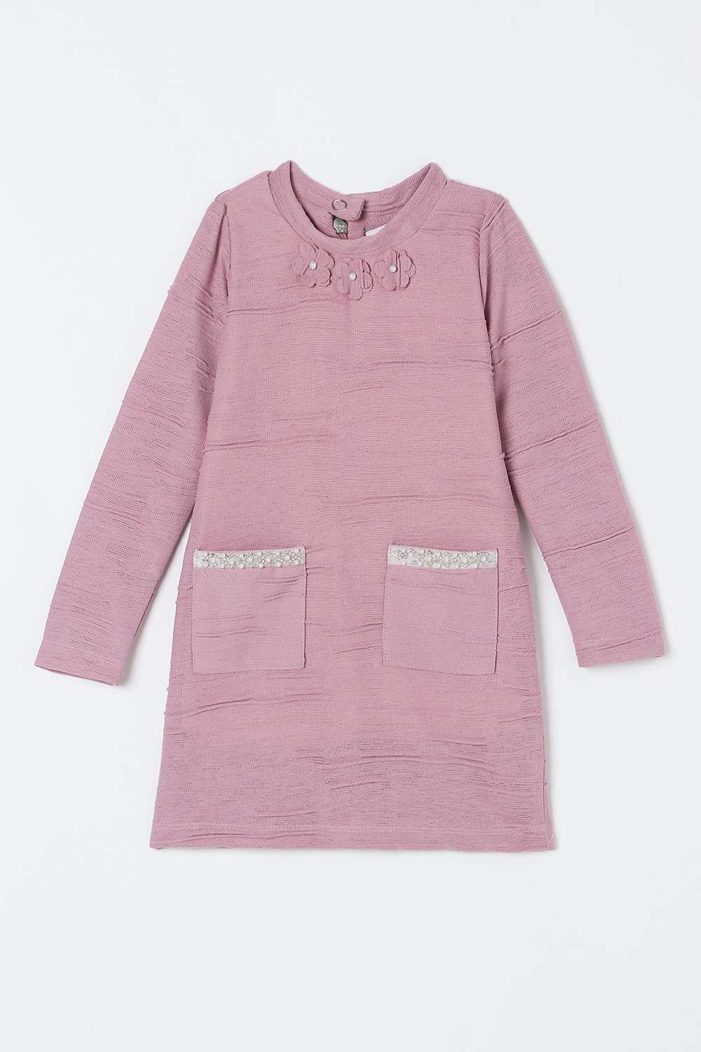 Solid-Blended-Fabric-Round-Neck-Unisex-Casual-Wear-Dress