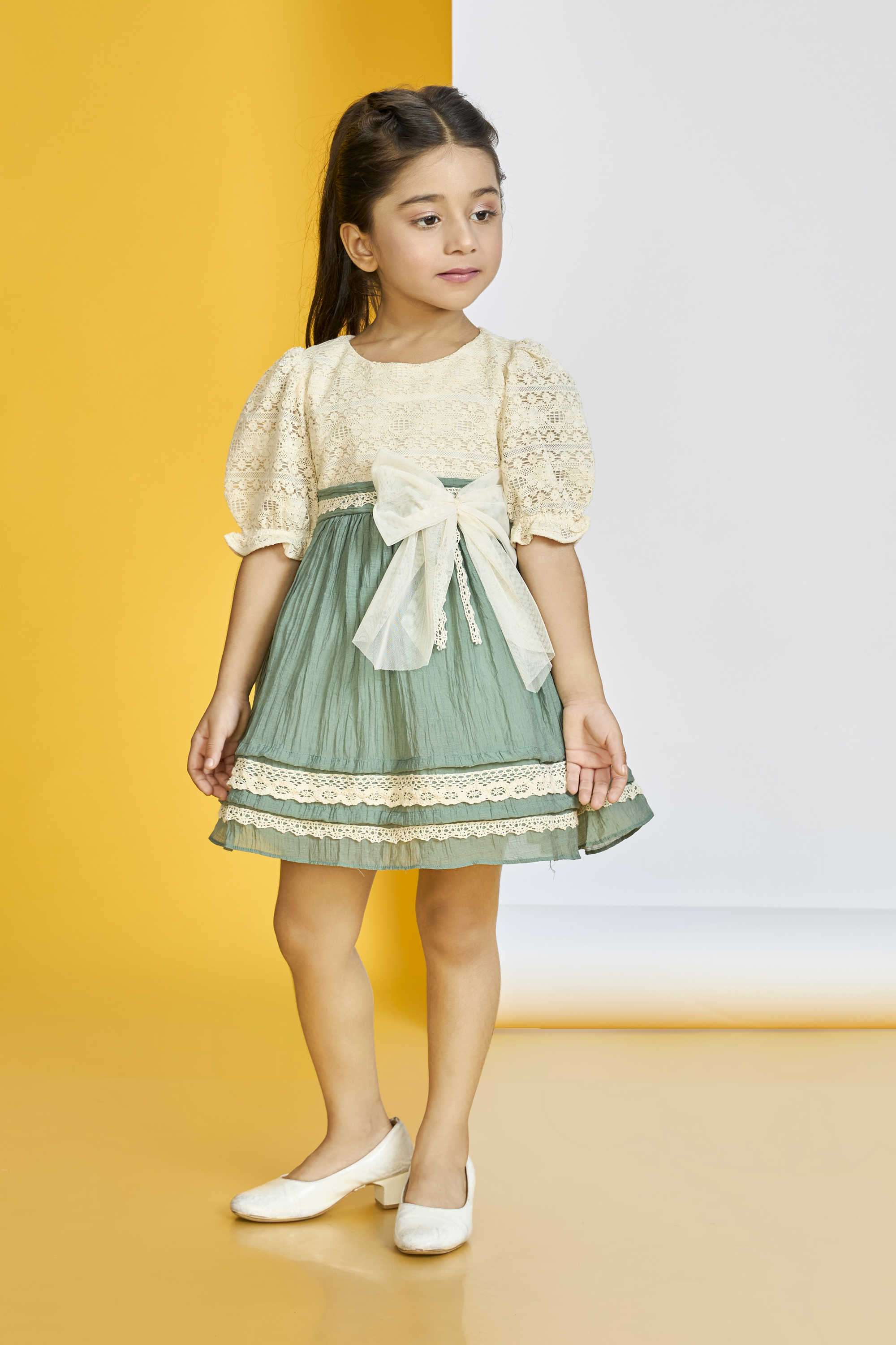 Embellished-Blended-Fabric-Round-Neck-Girl-s-Party-Wear-Dress