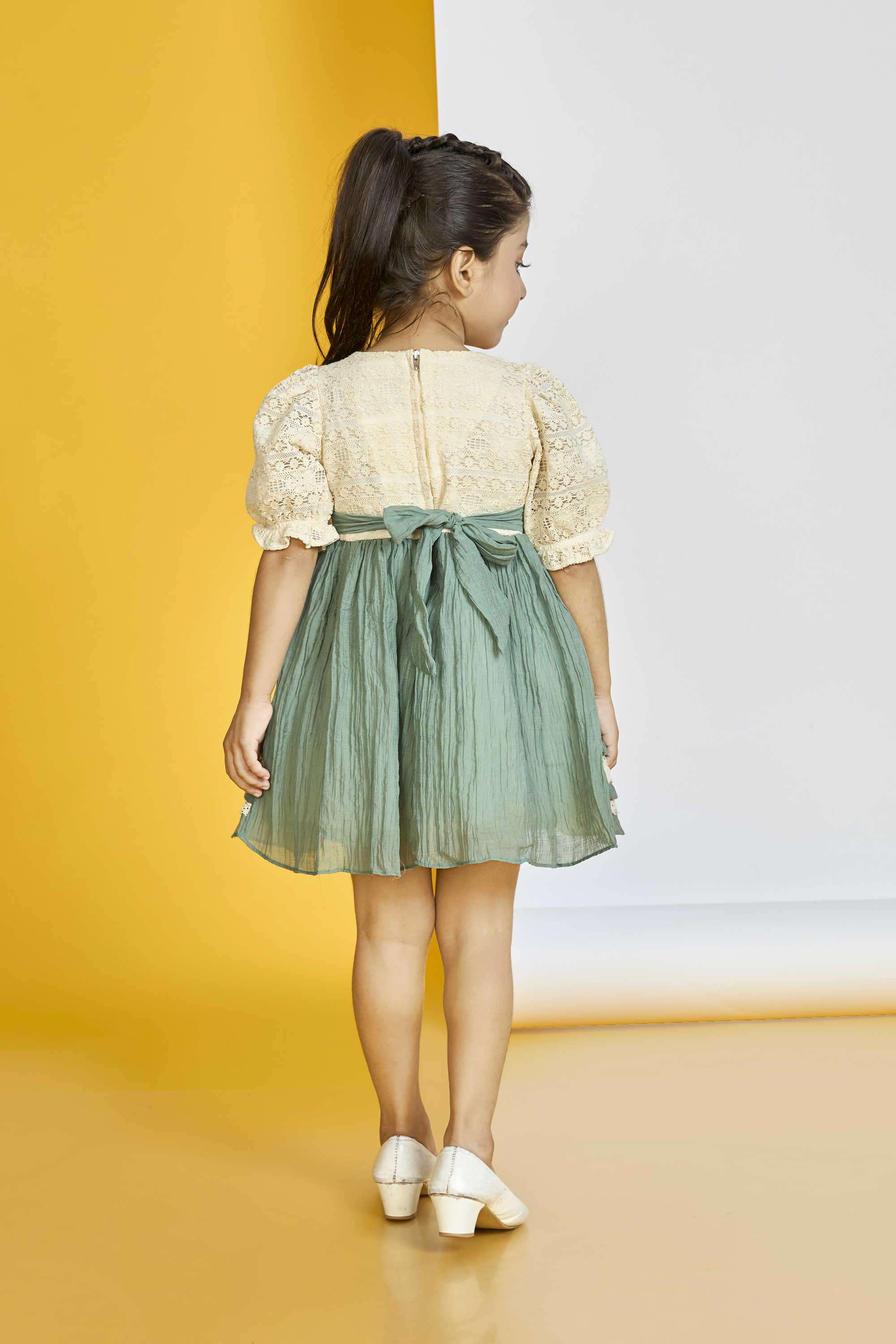 Embellished-Blended-Fabric-Round-Neck-Girl-s-Party-Wear-Dress