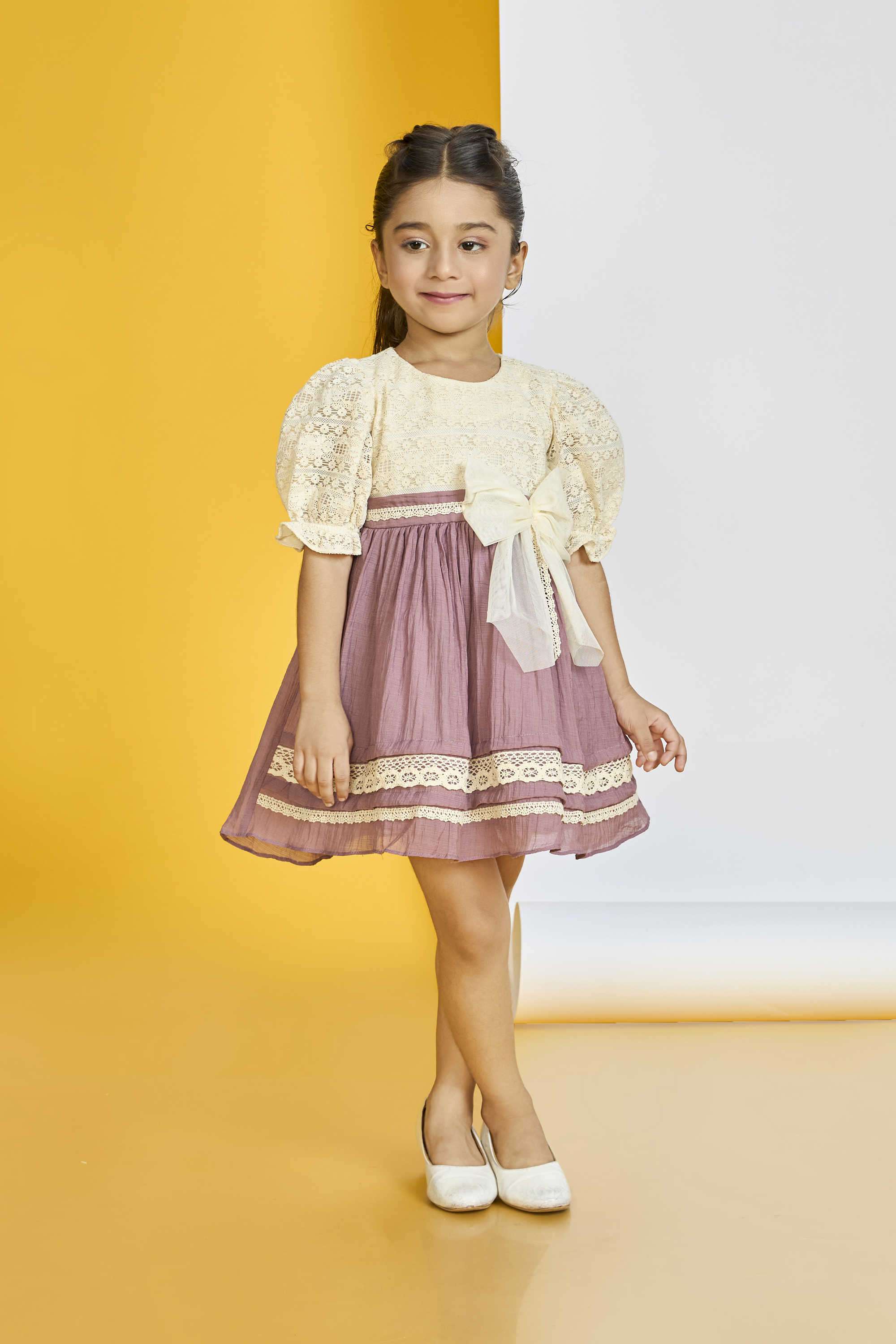 Embellished-Blended-Fabric-Round-Neck-Girl-s-Party-Wear-Dress