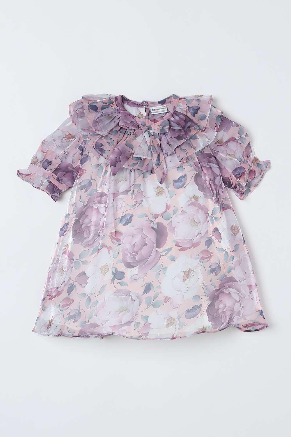 Floral-Polyester-Round-Neck-Girl-s-Casual-Wear-Dress