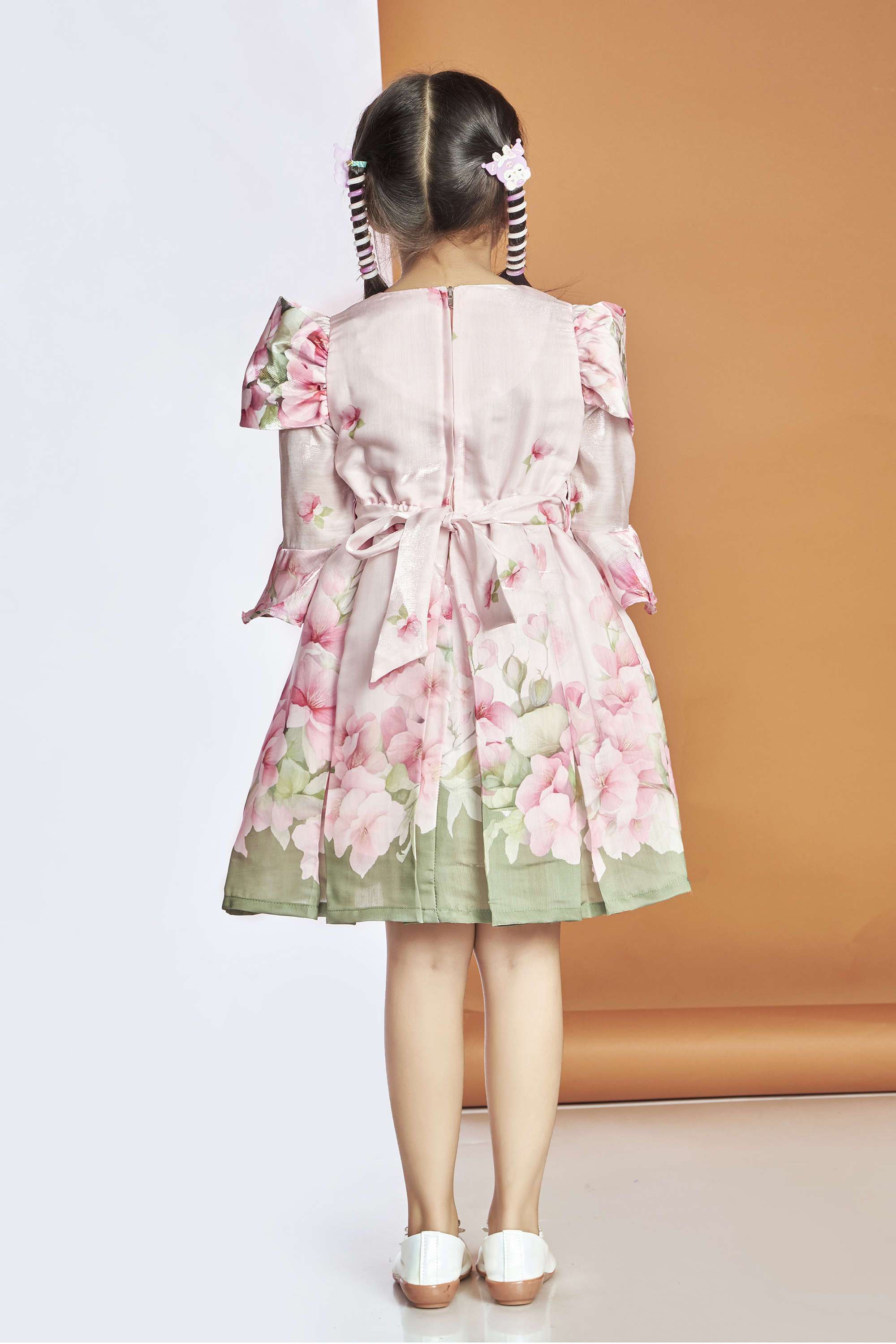 Girls-Knee-Length-Party-Wear-Dress-with-Belt