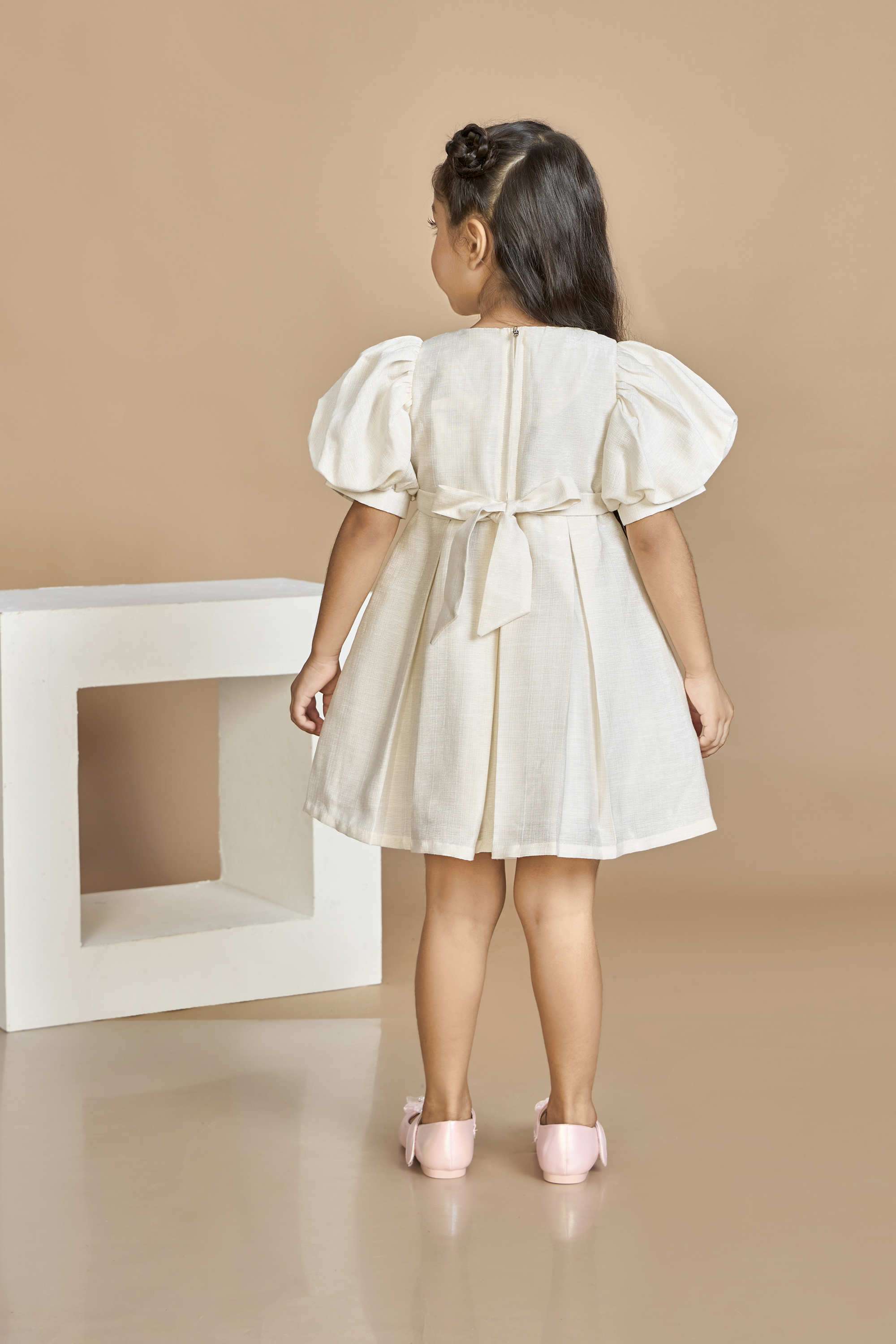 Solid-Polyester-Round-Neck-Girls-Party-Wear-Dress