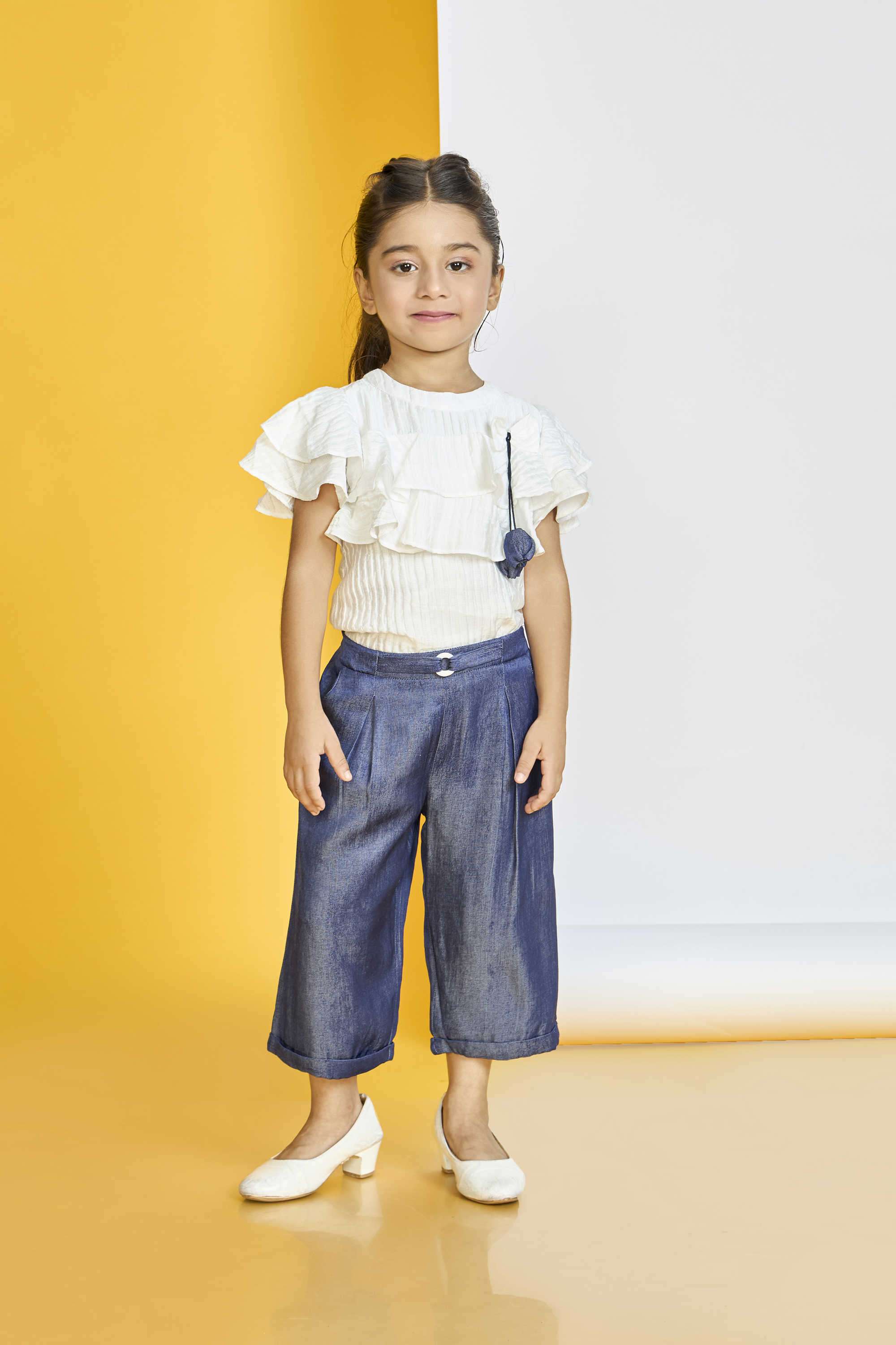 Solid-Cotton-Round-Neck-Girl-s-Casual-Wear-Pant-&-Top-Clothing-Set